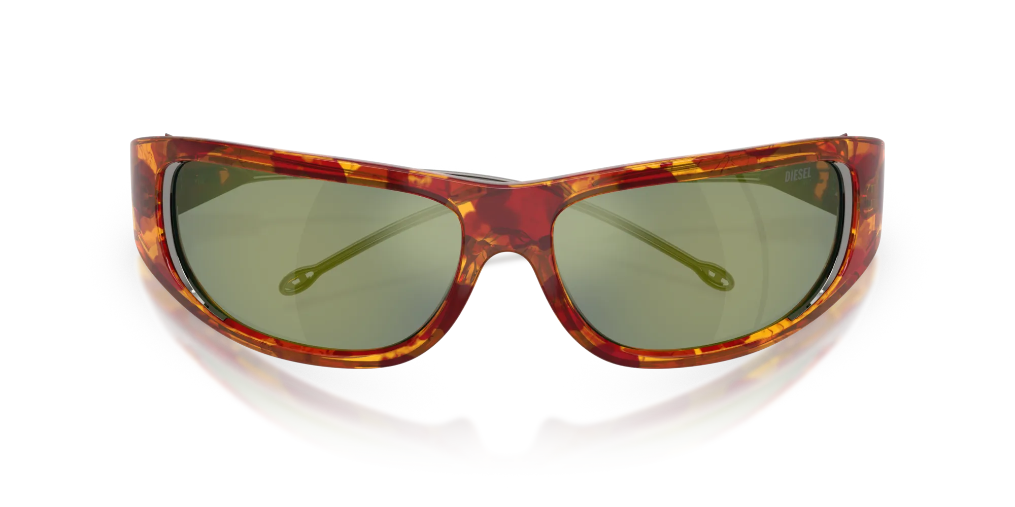 DIESEL DL3001 20236R Occhiali da sole Iniettato Rosso Verde Rotonda Normale - immagine 2