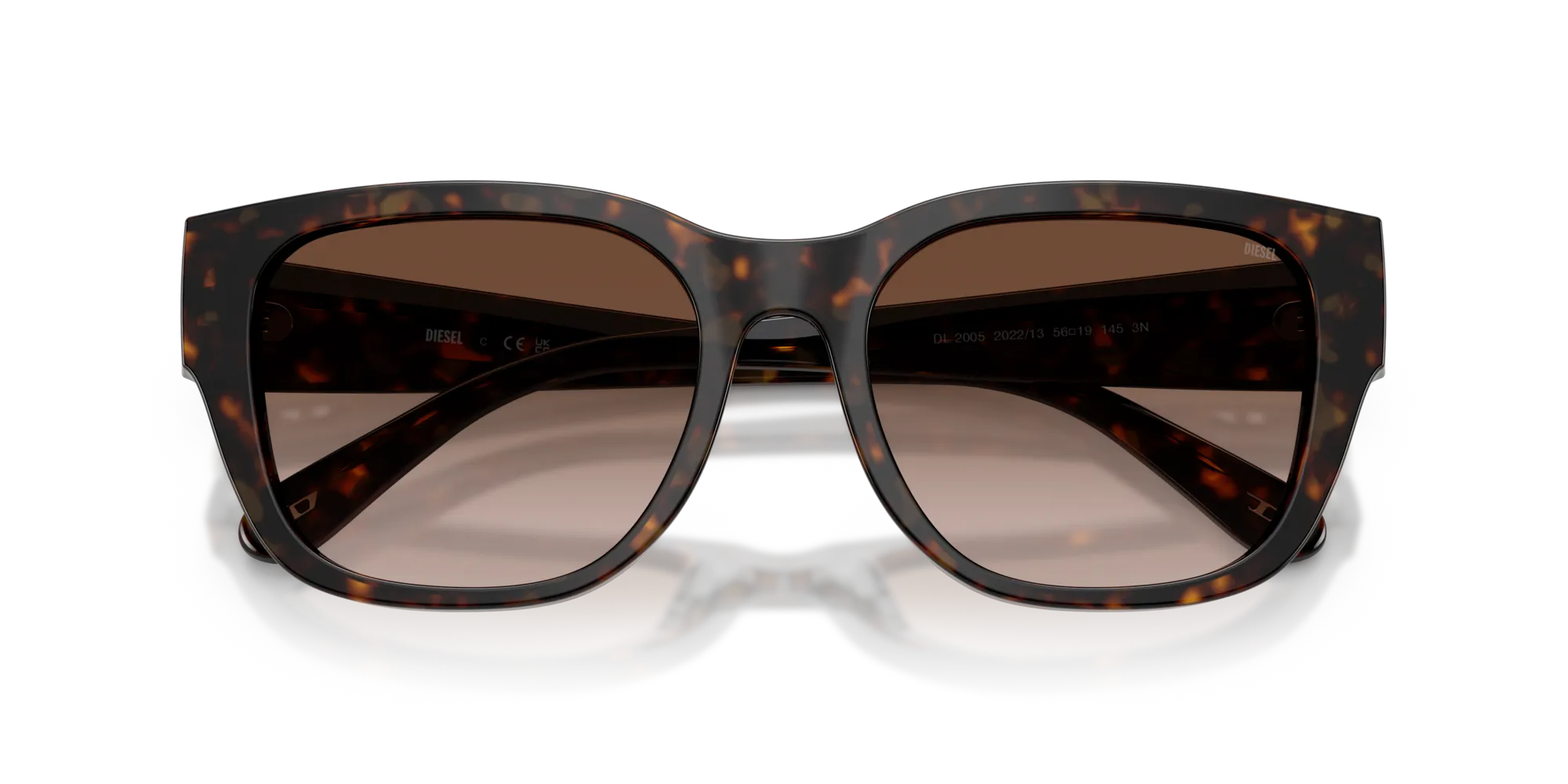 DIESEL DL2005 202213 Occhiali da sole Acetato Tartaruga Marrone Squadrata Normale Sfumato - immagine 2