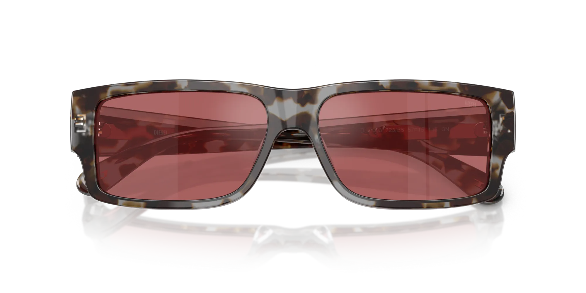 DIESEL DL2003 723/B5 Occhiali da sole Acetato Grigio Rosso Squadrata Normale - immagine 2