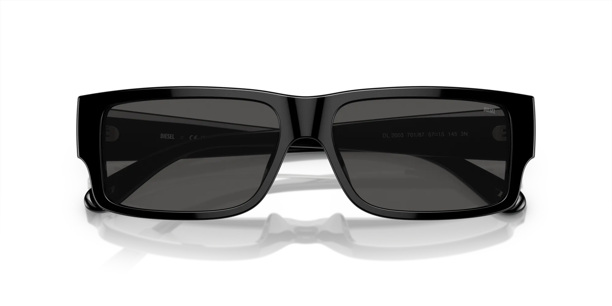 DIESEL DL2003 701/87 Occhiali da sole Acetato Nero Grigio Squadrata Normale - immagine 2