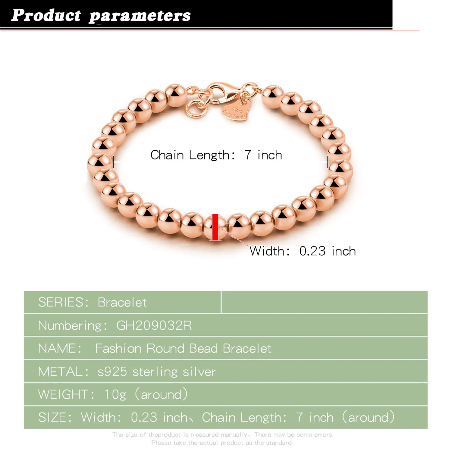 Dankadi Bracciale di Perle per Donna in Argento 925 Larghezza 4MM 6MM Senza e Con Ciondolo a Cuore, Lunghezza 13-21CM Doré Oro Rosa Regalo Festa della Mamma Uomo, 15CM, Argento - immagine 2
