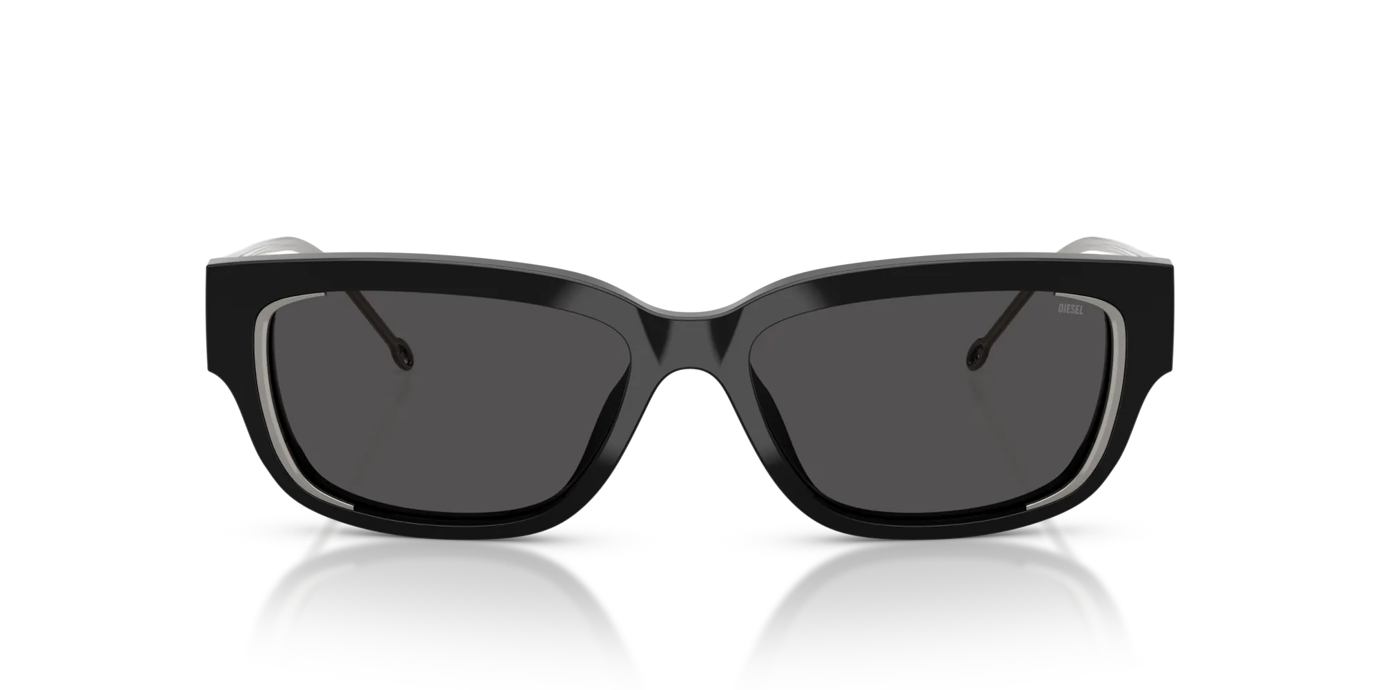 DIESEL DL2002MU 701/87 Occhiali da sole Acetato Nero Grigio Squadrata Normale - immagine 3