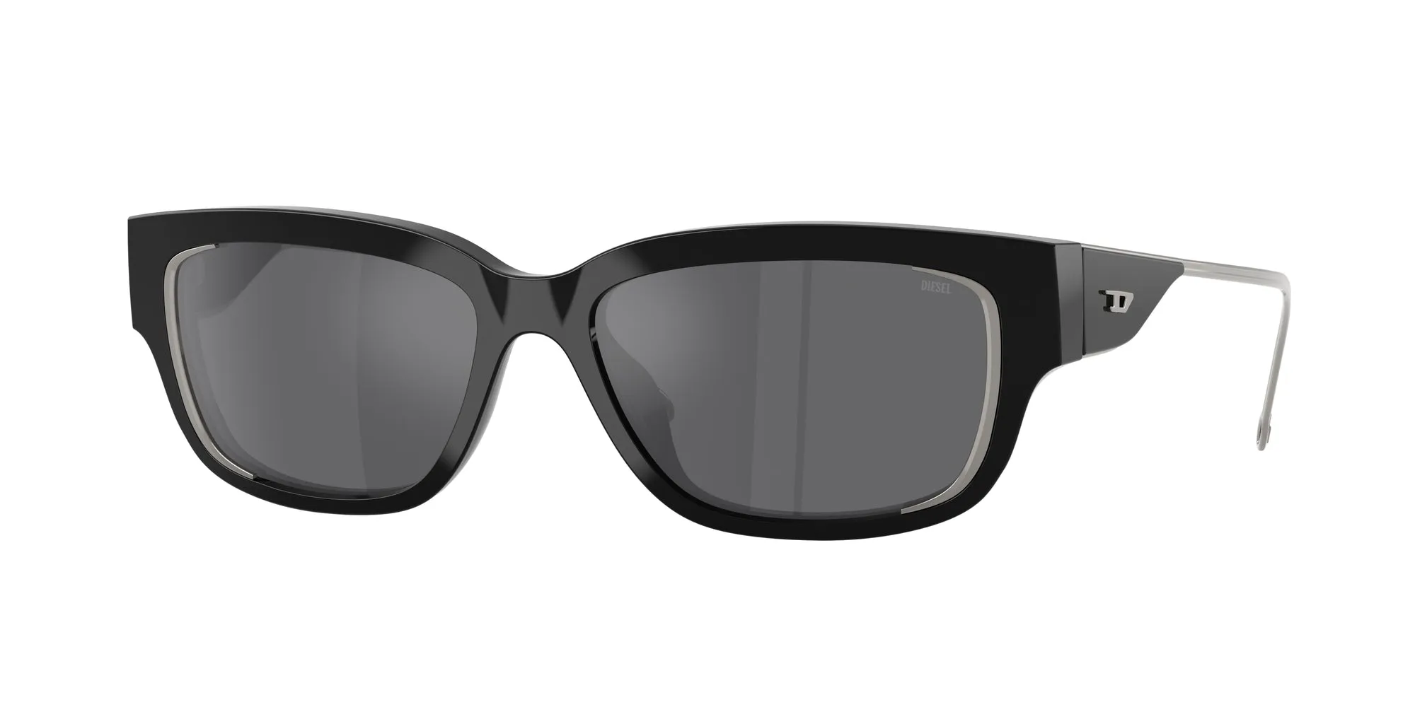 DIESEL DL2002MU 701/6G Occhiali da sole Acetato Nero Grigio Squadrata Specchiate - immagine 1