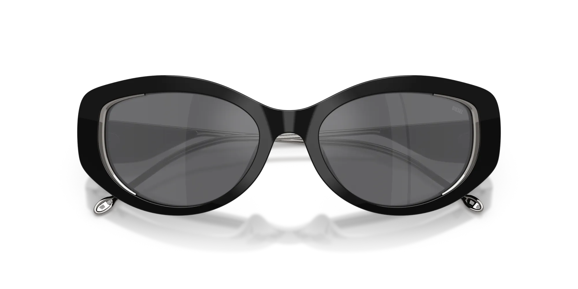 DIESEL DL2001MU 701/6G Occhiali da sole Acetato Nero Grigio Rotonda Specchiate - immagine 2