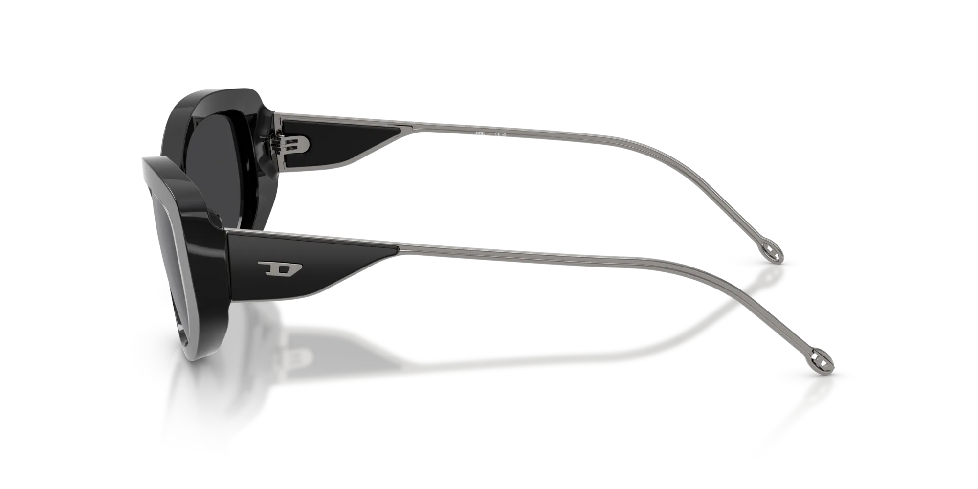 DIESEL DL2001MU 701/6G Occhiali da sole Acetato Nero Grigio Rotonda Specchiate - immagine 4