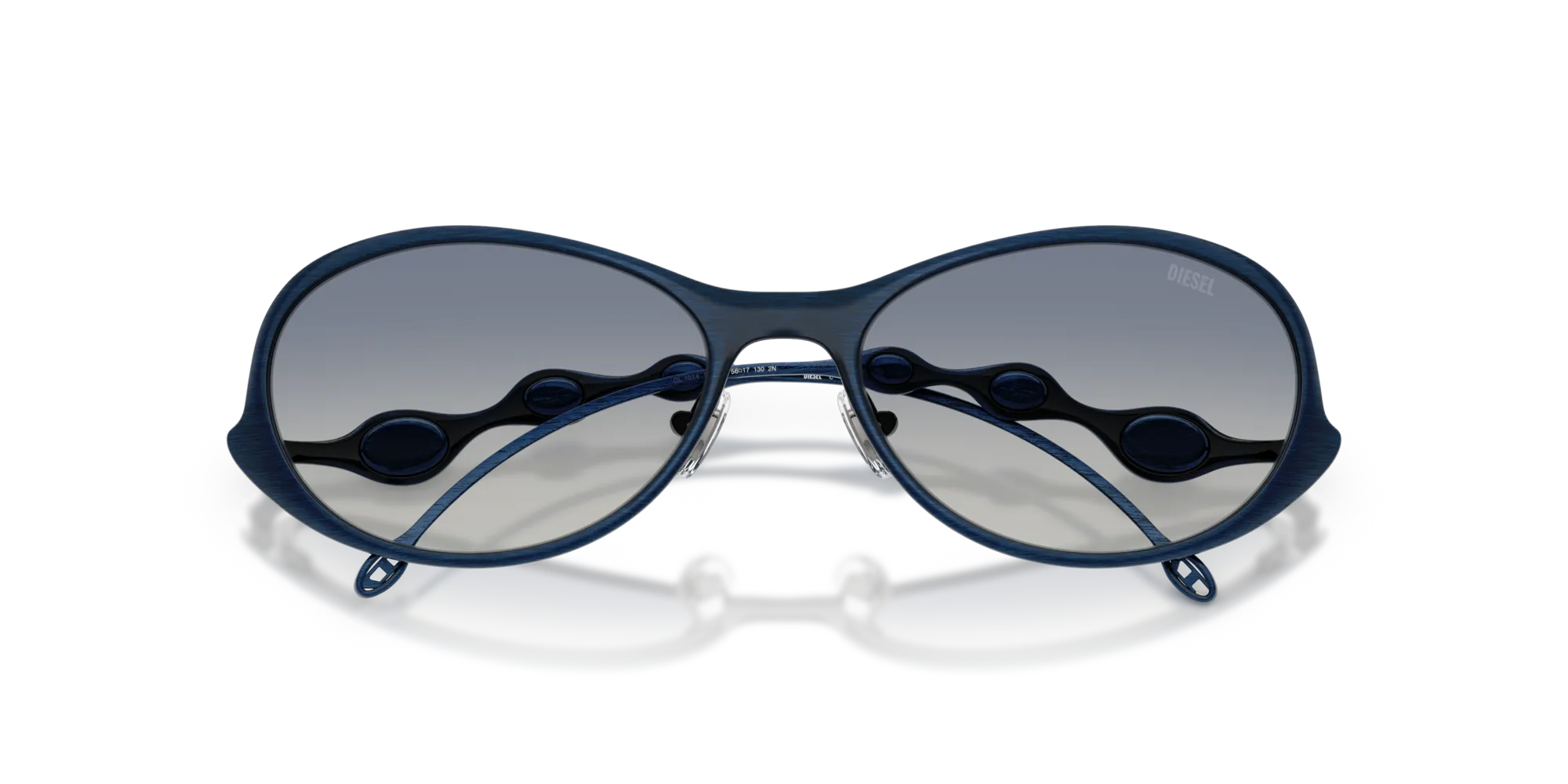 DIESEL DL1014 102414 Occhiali da sole Metallo Blu Blu Rotonda Normale Sfumato - immagine 2