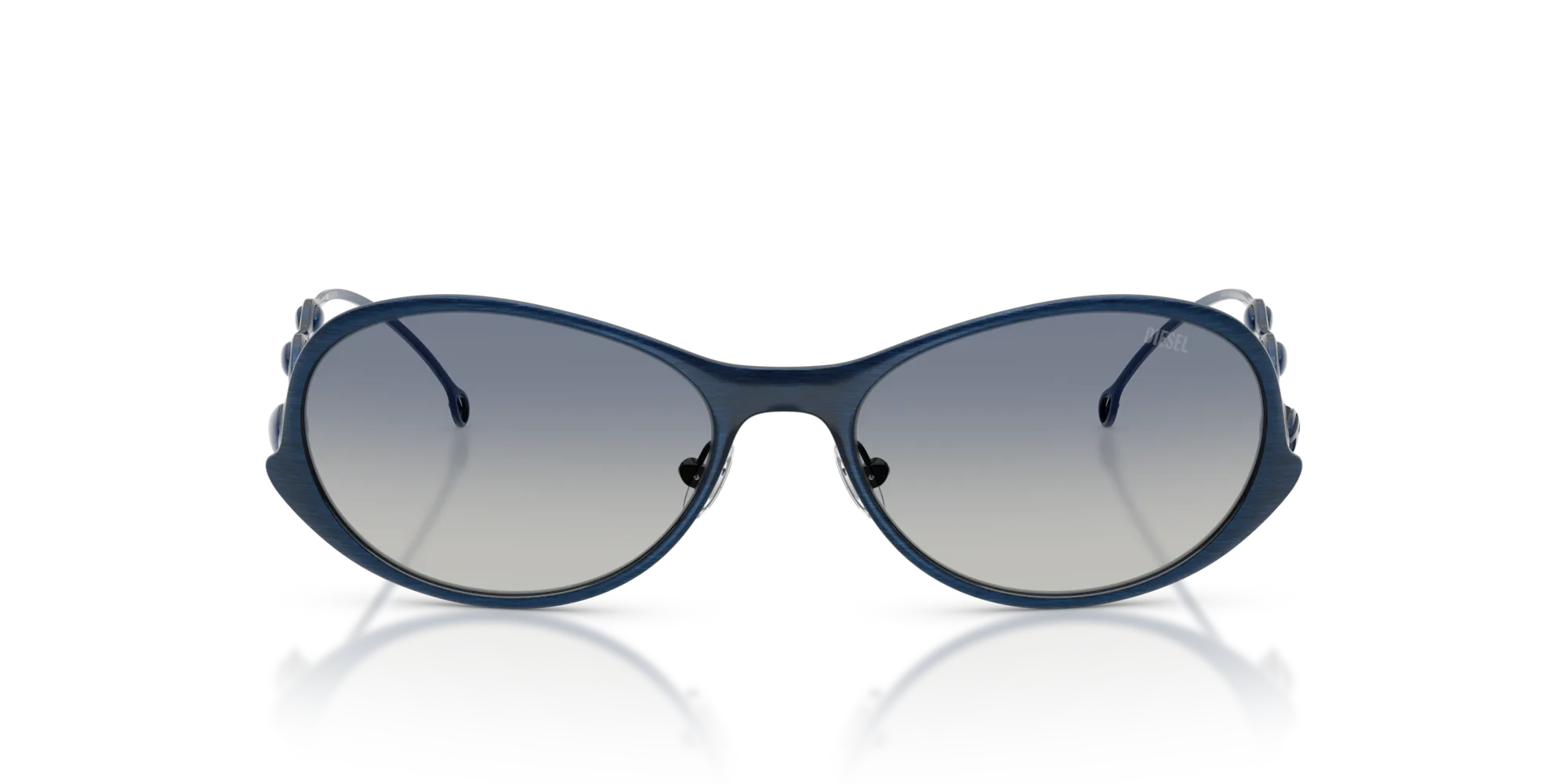 DIESEL DL1014 102414 Occhiali da sole Metallo Blu Blu Rotonda Normale Sfumato - immagine 3