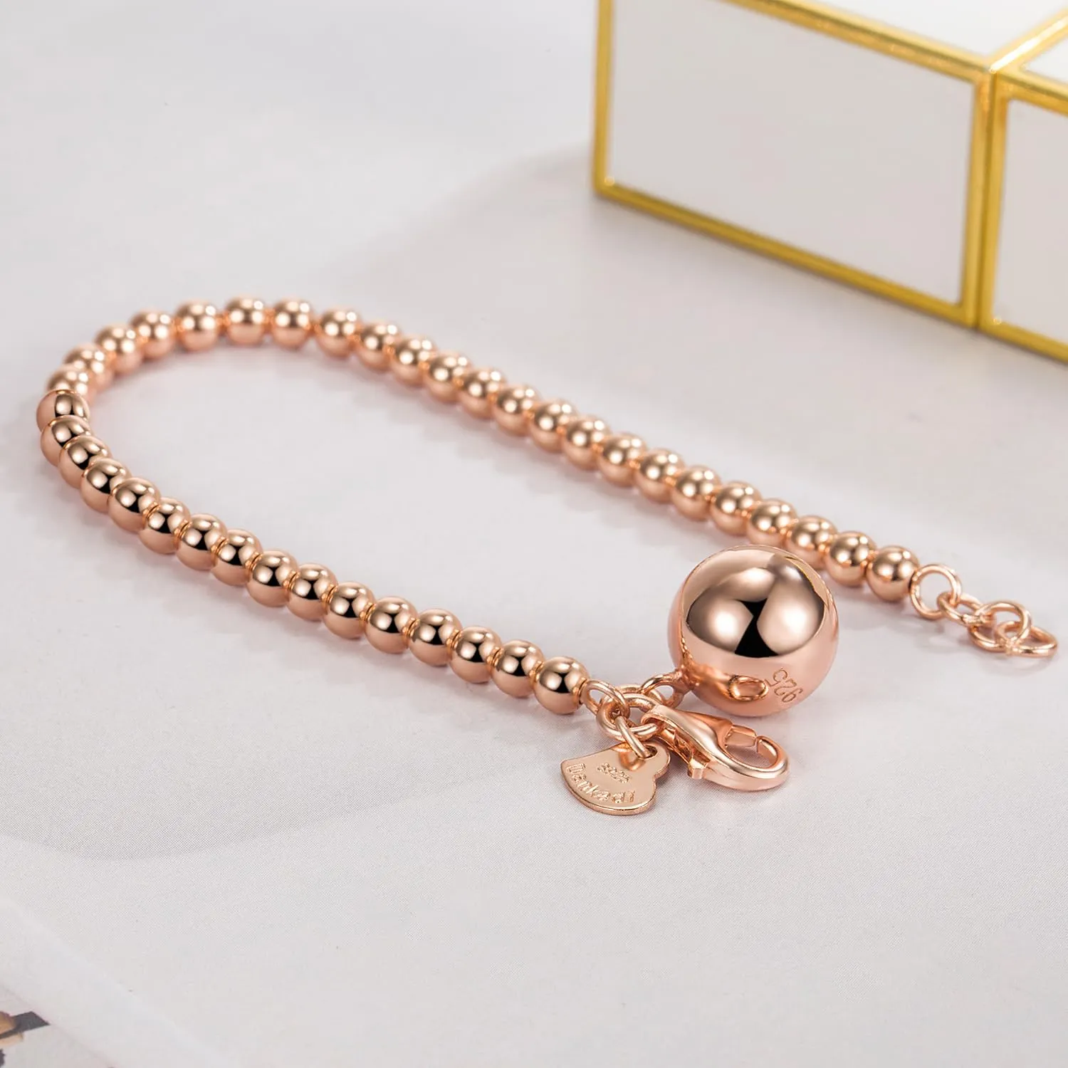Dankadi Bracciale di Perle per Donna in Argento 925 Larghezza 4MM 6MM Senza e Con Ciondolo a Cuore, Lungo 13-21CM Doré Oro Rosa Regalo Festa della Mamma Uomo, 21CM, Argento - immagine 5
