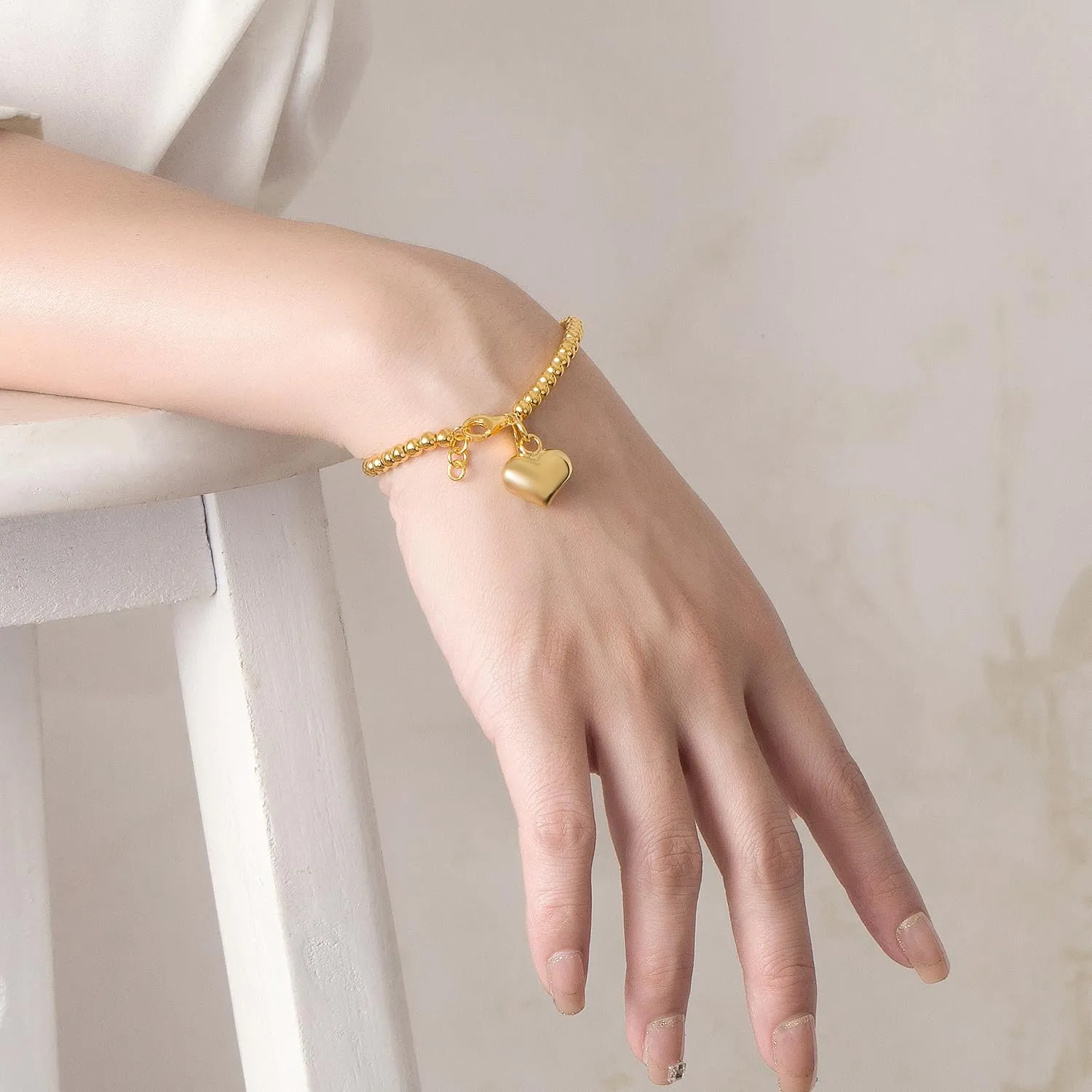 Dankadi Bracciale di Perle per Donna in Argento 925 Larghezza 4MM 6MM Senza e Con Ciondolo a Cuore, Lunghezza 13-21CM Doré Oro Rosa Regalo Festa della Mamma Uomo, 17CM, Argento - immagine 3
