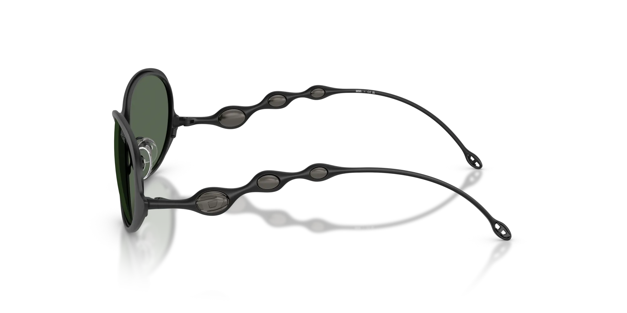 DIESEL DL1014 101371 Occhiali da sole Metallo Nero Verde Rotonda Normale - immagine 4