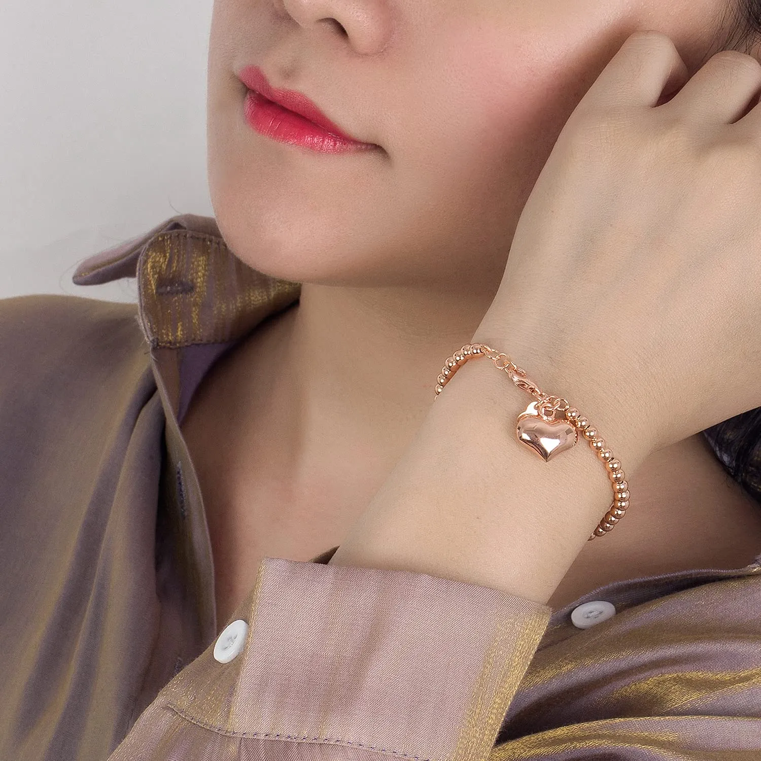 Dankadi Bracciale di Perle per Donna in Argento 925 Larghezza 4MM 6MM Senza e Con Ciondolo a Cuore, Lunghezza 13-21CM Doré Oro Rosa Regalo Festa della Mamma Uomo, 13CM, Argento - immagine 3