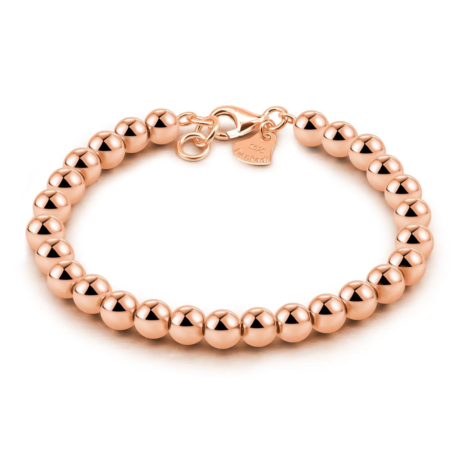 Dankadi Bracciale di Perle per Donna in Argento 925 Larghezza 4MM 6MM Senza e Con Ciondolo a Cuore, Lunghezza 13-21CM Doré Oro Rosa Regalo Festa della Mamma Uomo, 16CM, Argento - immagine 1