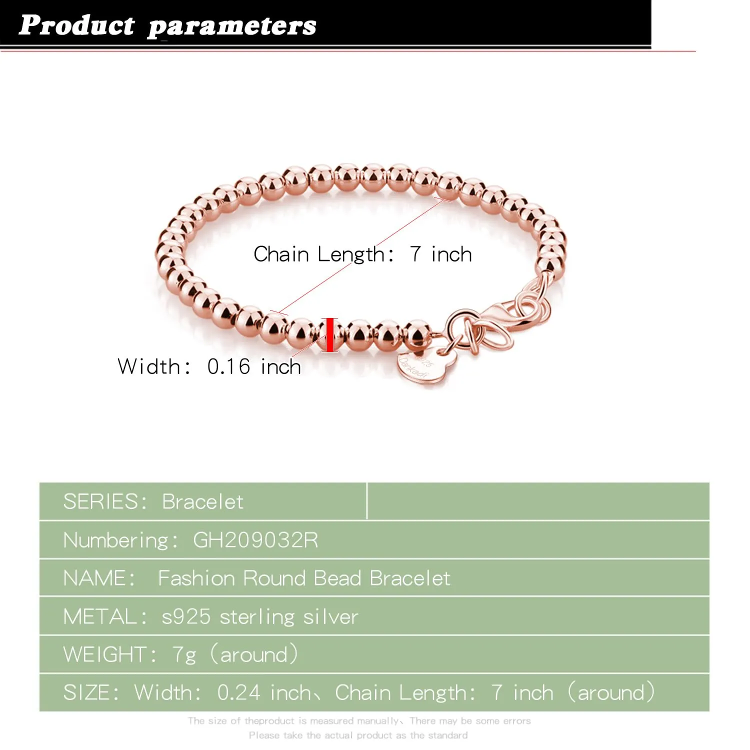 Dankadi Bracciale di Perle per Donna in Argento 925 Larghezza 4MM 6MM Senza e Con Ciondolo a Cuore, Lungo 13-21CM Doré Oro Rosa Regalo Festa della Mamma Uomo, 15CM, Argento - immagine 2