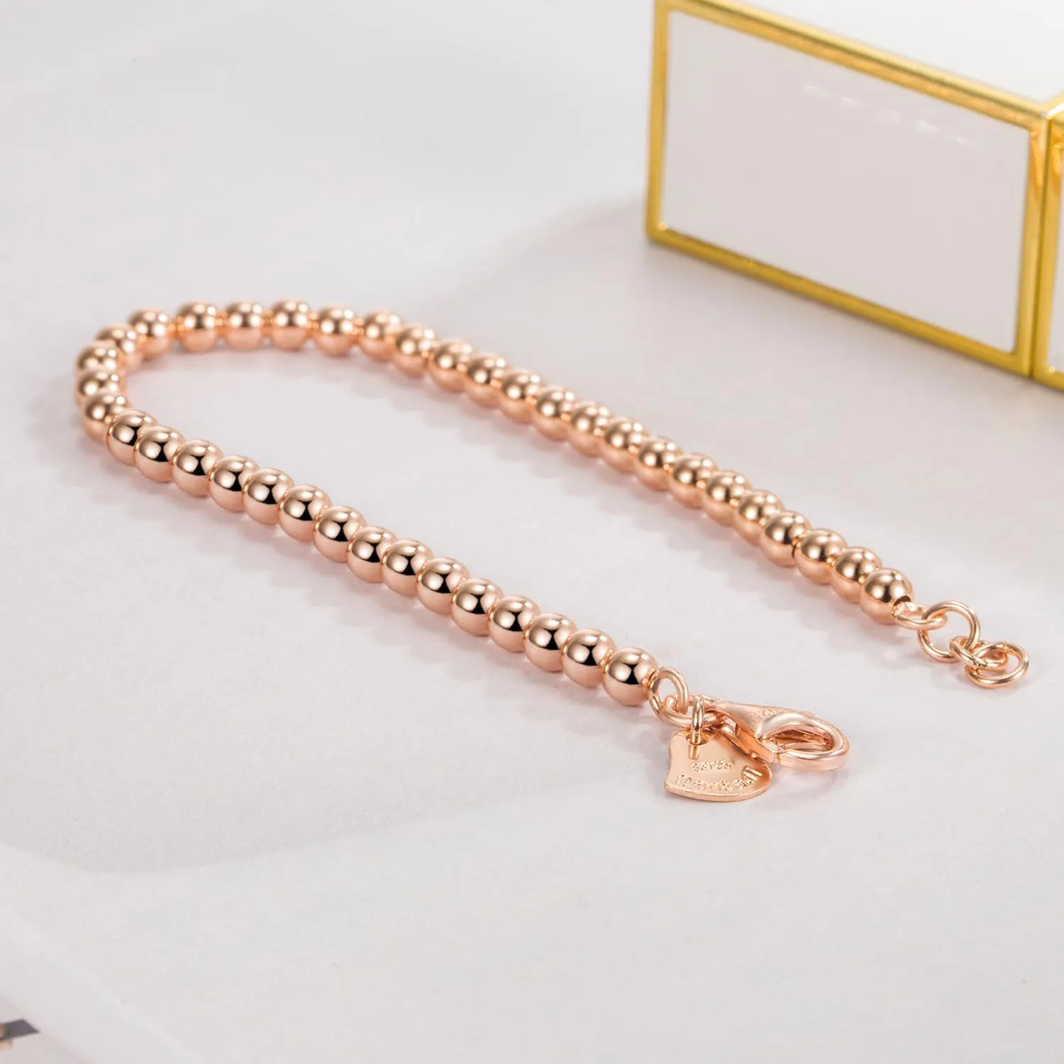 Dankadi Bracciale di Perle per Donna in Argento 925 Larghezza 4MM 6MM Senza e Con Ciondolo a Cuore, Lungo 13-21CM Doré Oro Rosa Regalo Festa della Mamma Uomo, 15CM, Argento - immagine 8