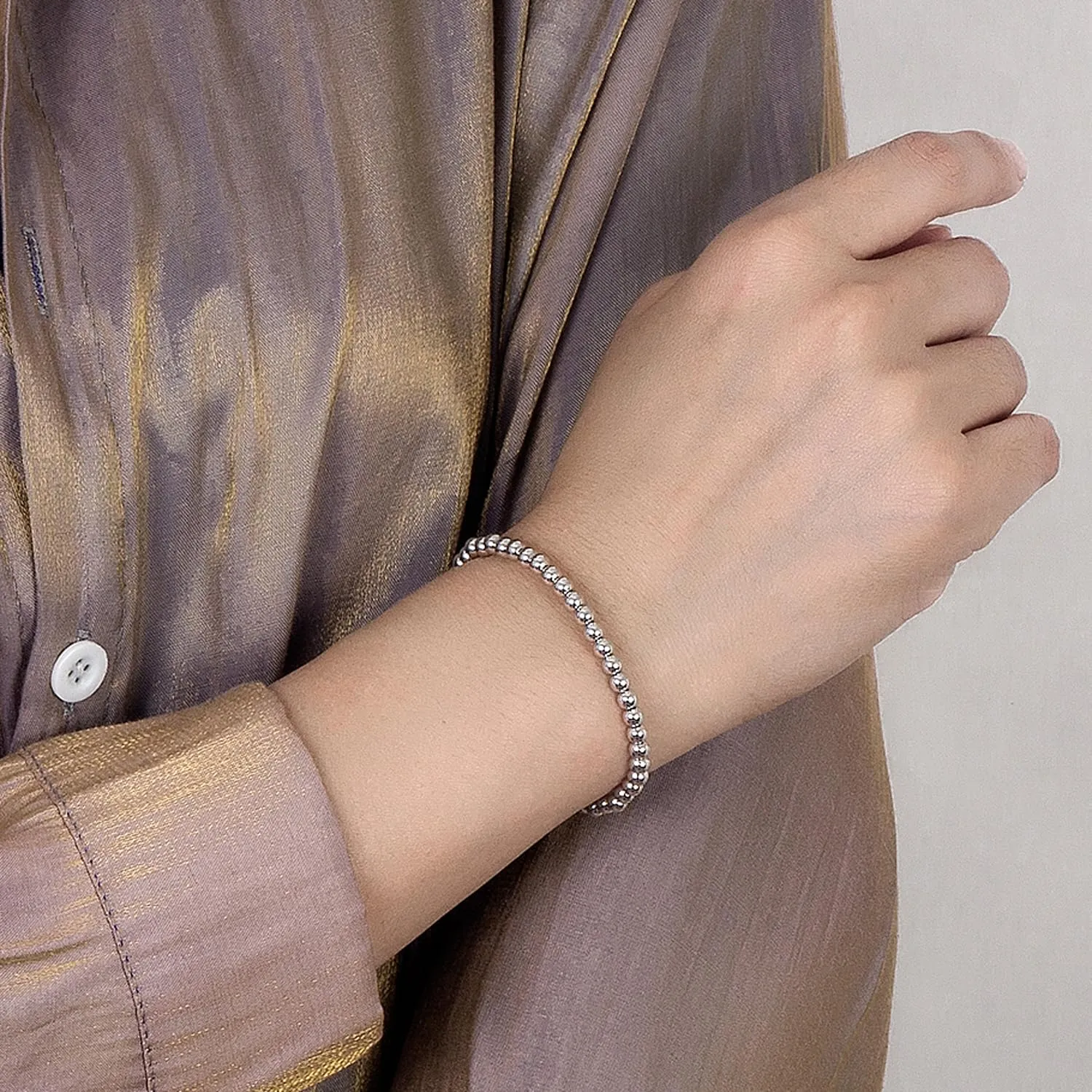 Dankadi Bracciale di Perle da Donna in Argento 925, Larghezza 4MM, 6MM, con e senza Ciondolo a Cuore, Lunghezza 13-21CM, Dorati Oro Rosa, Idea Regalo Festa della Mamma, Figlia, Uomo, 19CM, Argento - immagine 2
