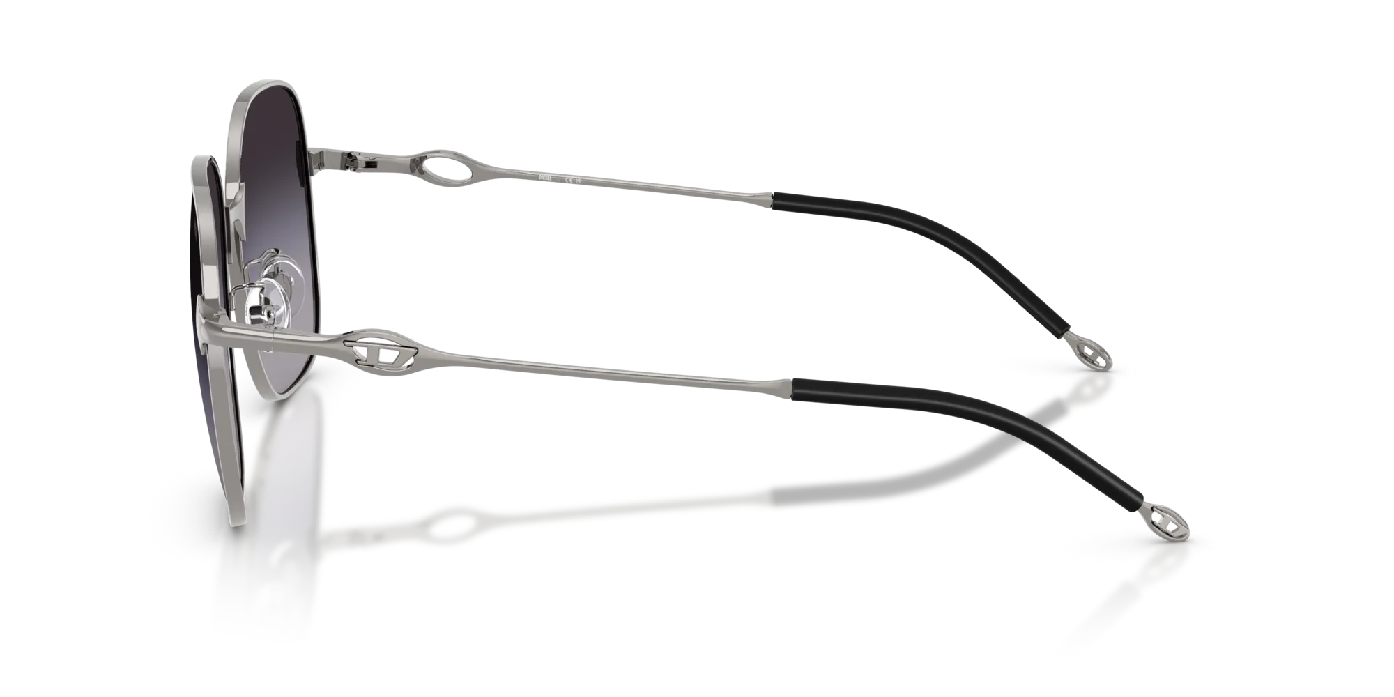 DIESEL DL1010D 10038G Occhiali da sole Metallo Grigio Grigio Squadrata Normale Sfumato - immagine 4