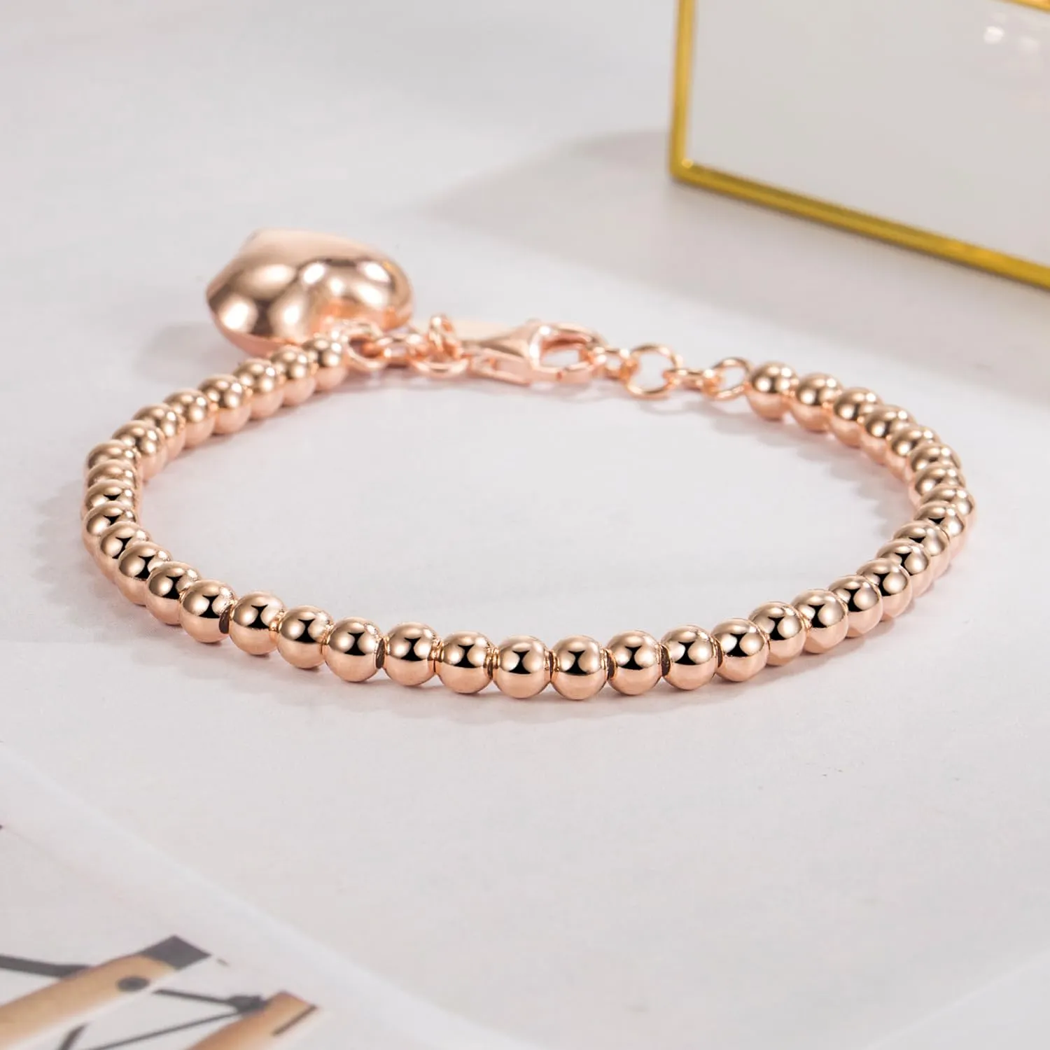 Dankadi Bracciale di Perle per Donna in Argento 925 Larghezza 4MM 6MM Senza e Con Ciondolo Cuore, Lunghezza 13-21CM Dorato Oro Rosa Regalo Festa Mamma Figlia Uomo, 16CM, Argento - immagine 5