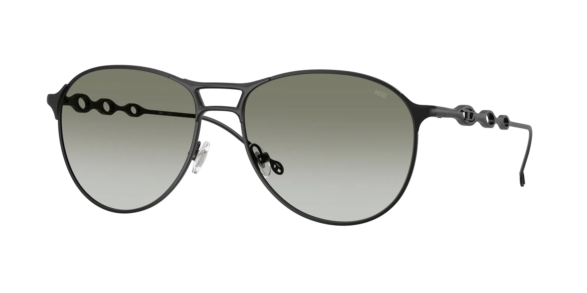DIESEL DL1009 10138E Occhiali da sole Metallo Nero Verde Pantos Normale Sfumato - immagine 1