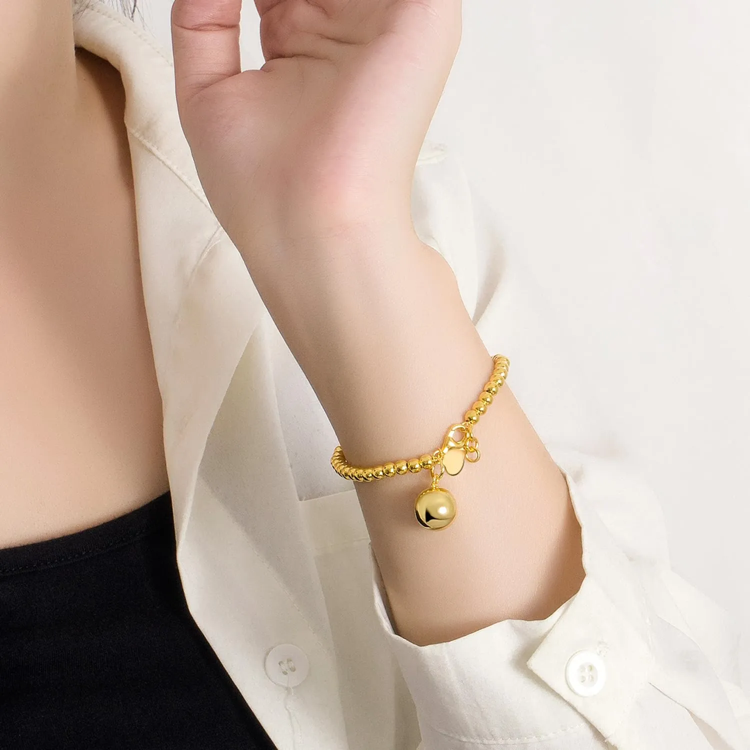 Dankadi Bracciale di Perle per Donna in Argento 925 Larghezza 4MM 6MM Senza e Con Ciondolo a Cuore, Lunghezza 13-21CM Doré Oro Rosa Regalo Festa della Mamma Uomo, 13CM, Argento - immagine 3