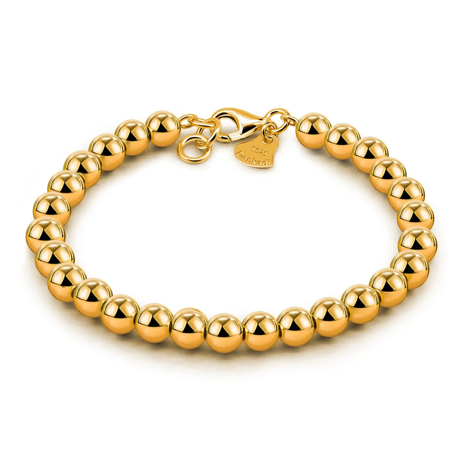 Dankadi Bracciale di Perle per Donna in Argento 925 Larghezza 4MM 6MM Senza e Con Ciondolo a Cuore, Lunghezza 13-21CM Doré Oro Rosa Regalo Festa della Mamma Uomo, 18CM, Argento - immagine 1