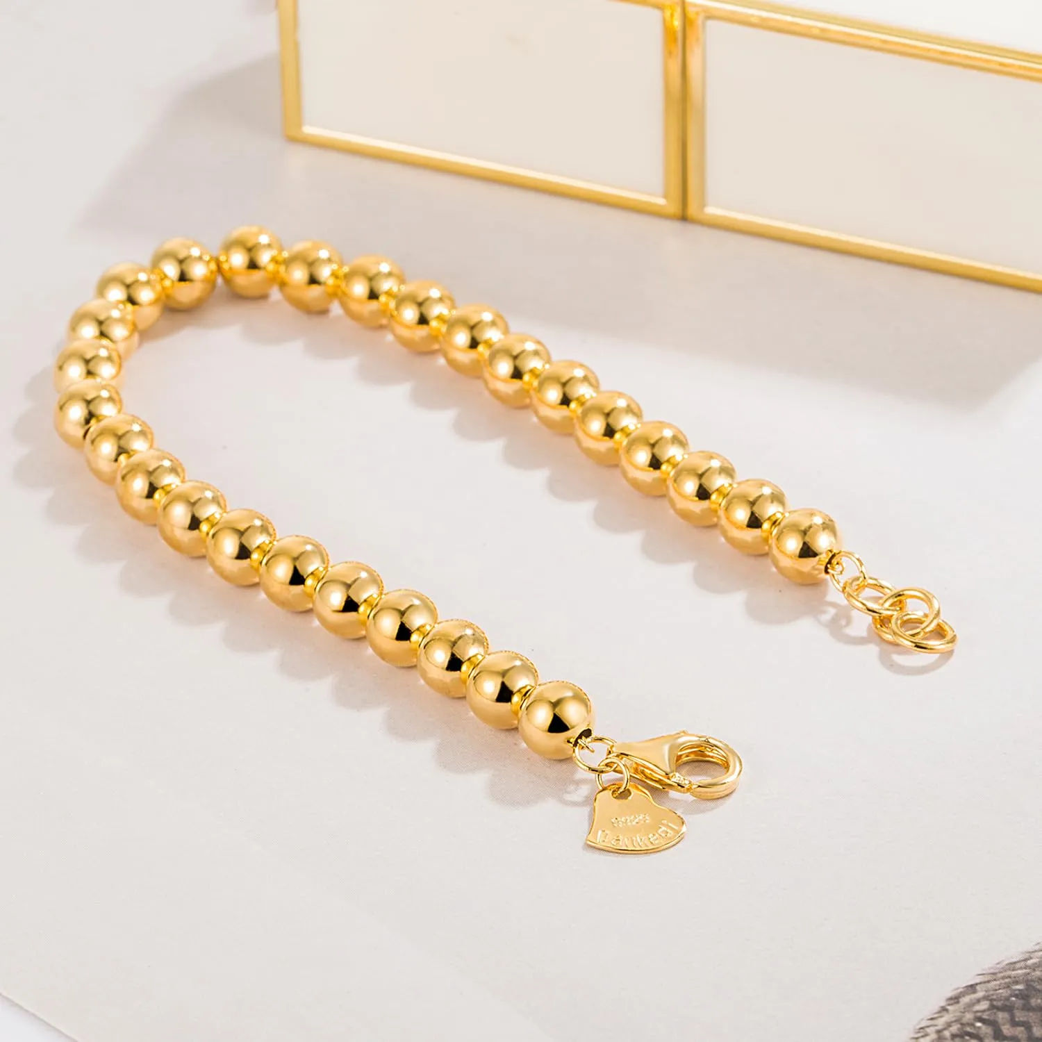 Dankadi Bracciale di Perle per Donna in Argento 925 Larghezza 4MM 6MM Senza e Con Ciondolo a Cuore, Lunghezza 13-21CM Doré Oro Rosa Regalo Festa della Mamma Uomo, 18CM, Argento - immagine 4