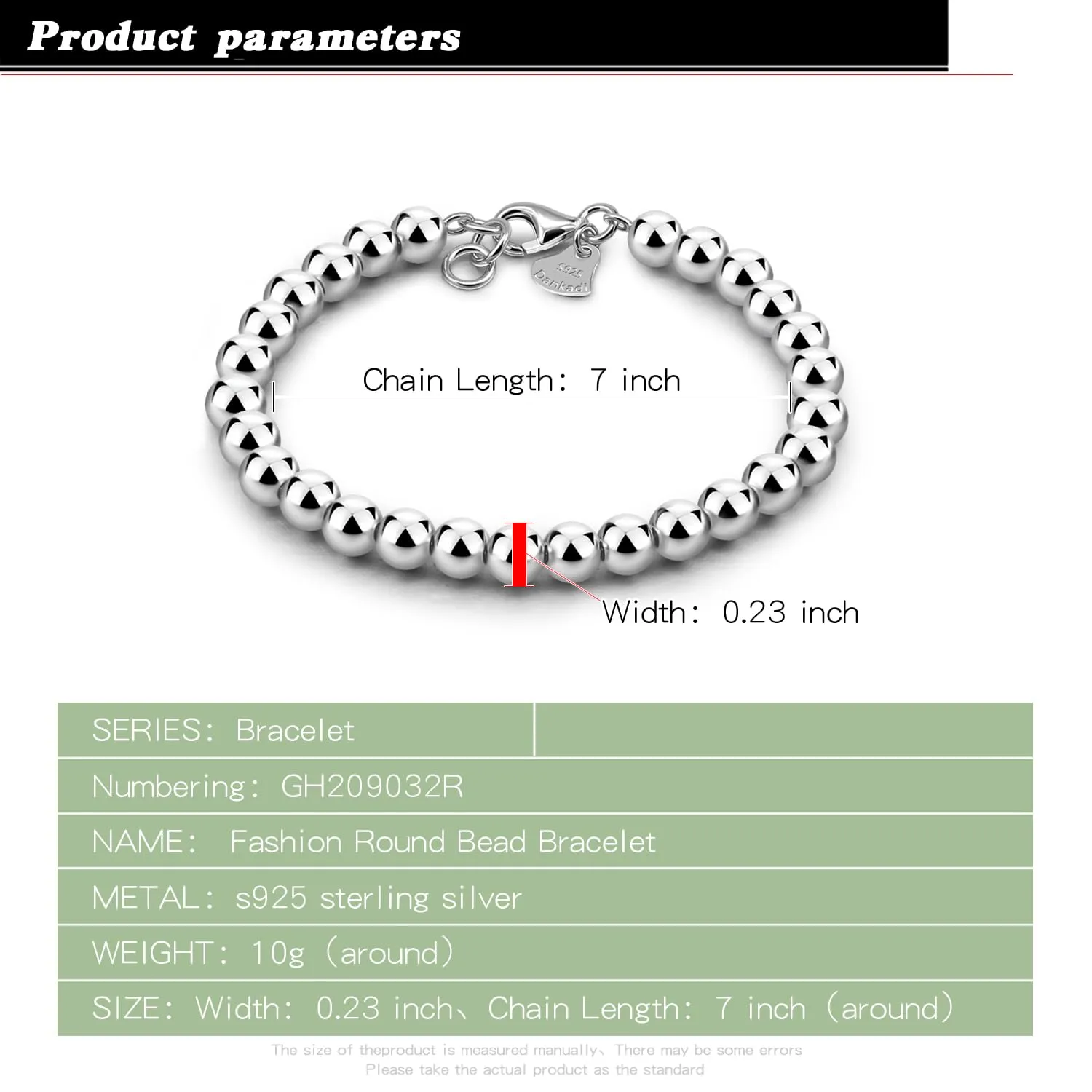 Dankadi Bracciale di Perle per Donna in Argento 925 Larghezza 4MM 6MM Senza e Con Ciondolo a Cuore, Lunghezza 13-21CM Doré Oro Rosa Regalo Festa della Mamma Uomo, 18CM, Argento - immagine 2