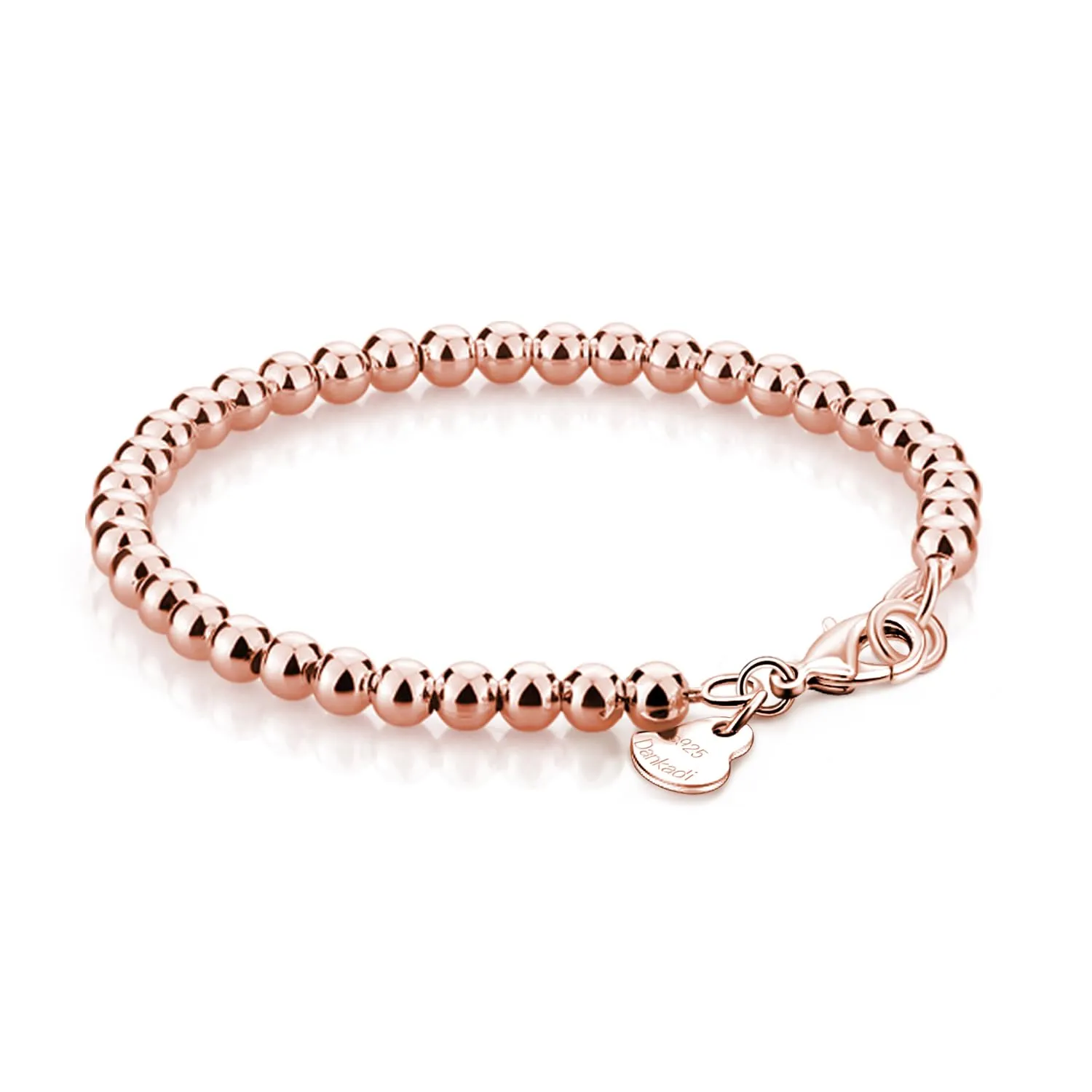 Dankadi Bracciale di Perle per Donna in Argento 925 Larghezza 4MM 6MM Senza e Con Ciondolo a Cuore, Lunghezza 13-21CM Doré Oro Rosa Regalo Festa della Mamma Uomo, 13CM, Argento - immagine 1
