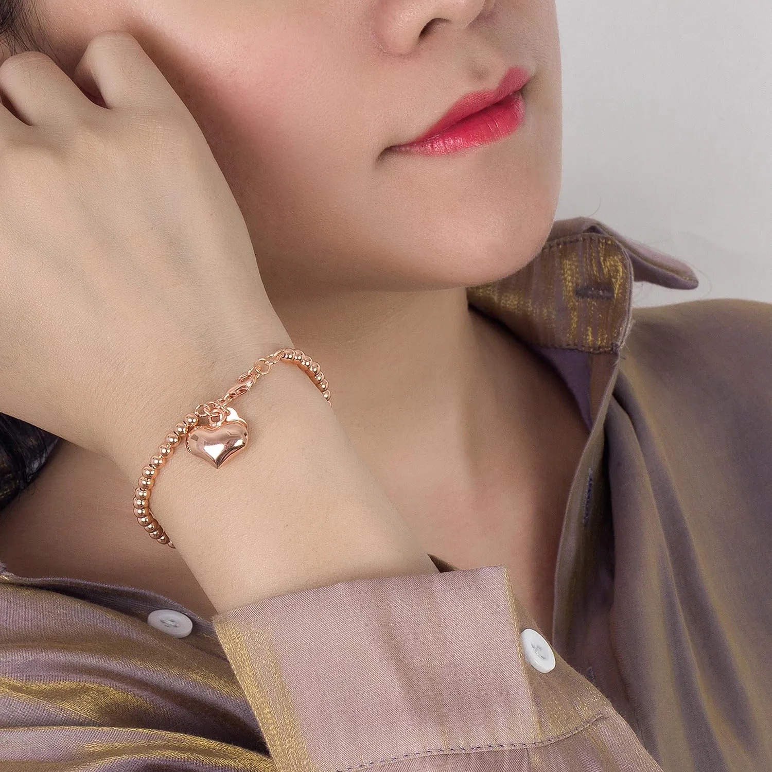 Dankadi Bracciale di Perle per Donna in Argento 925 Larghezza 4MM 6MM Senza e Con Ciondolo a Cuore, Lunghezza 13-21CM Doré Oro Rosa Regalo Festa della Mamma Uomo, 21CM, Argento - immagine 4