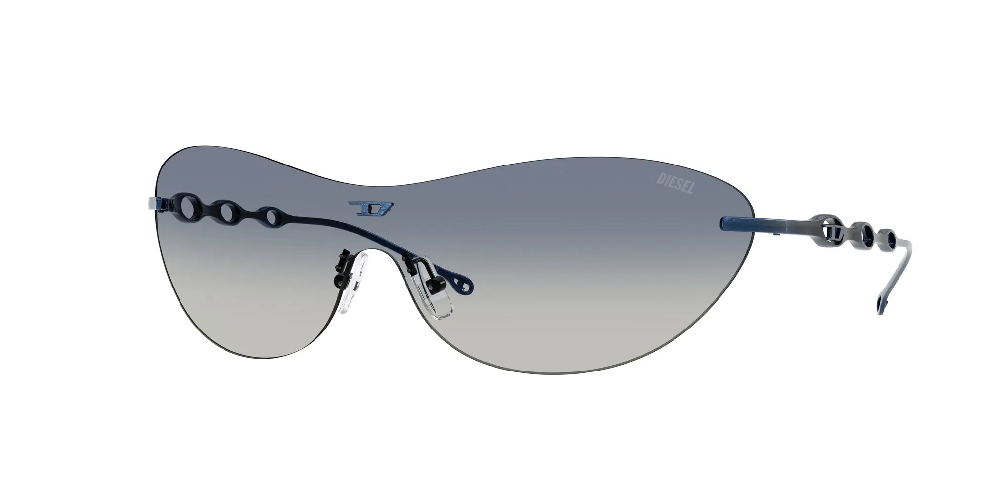 DIESEL DL1006 102414 Occhiali da sole Metallo Blu Blu Rotonda Normale Sfumato - immagine 1