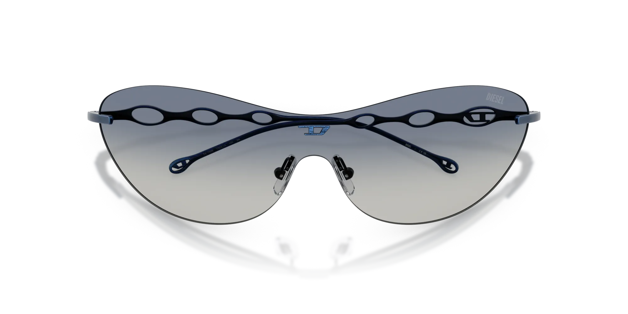 DIESEL DL1006 102414 Occhiali da sole Metallo Blu Blu Rotonda Normale Sfumato - immagine 2