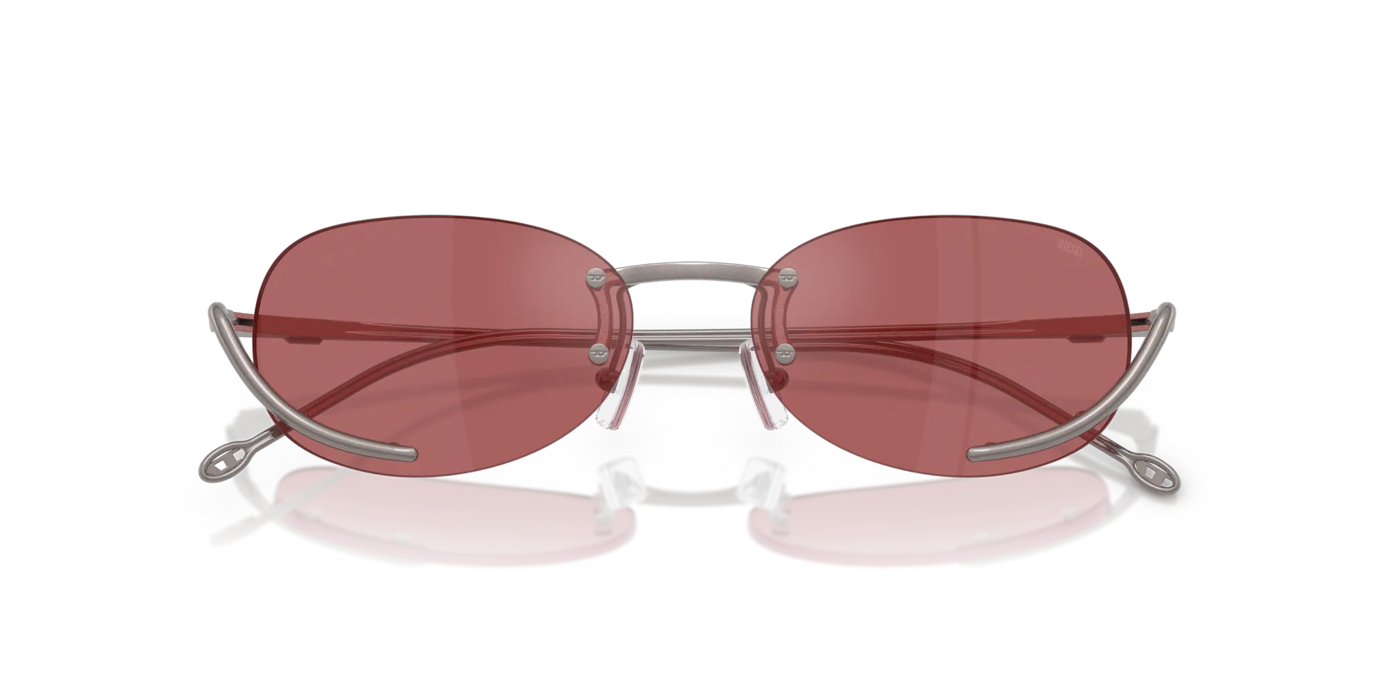 DIESEL DL1004 115/B5 Occhiali da sole Metallo Grigio Rosso Rotonda Normale - immagine 2