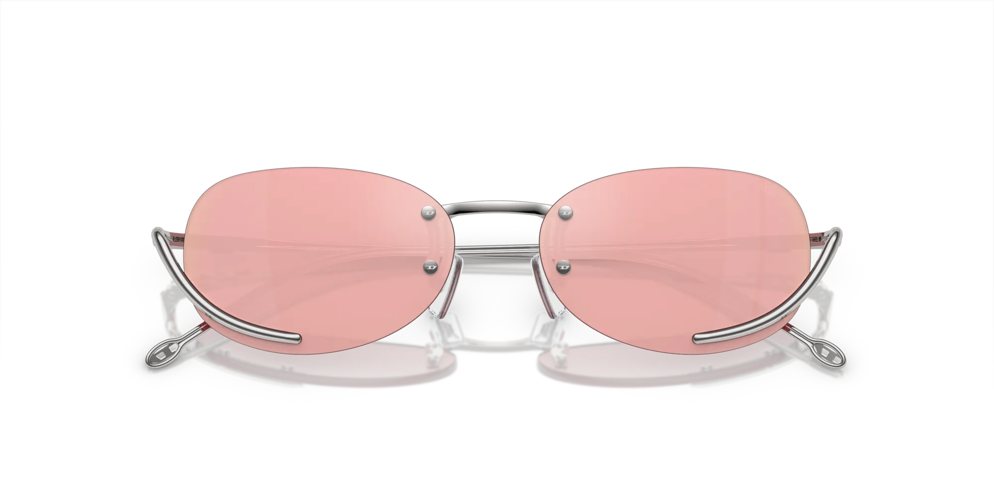 DIESEL DL1004 103/E4 Occhiali da sole Metallo Argento Rosa Rotonda Specchiate - immagine 2