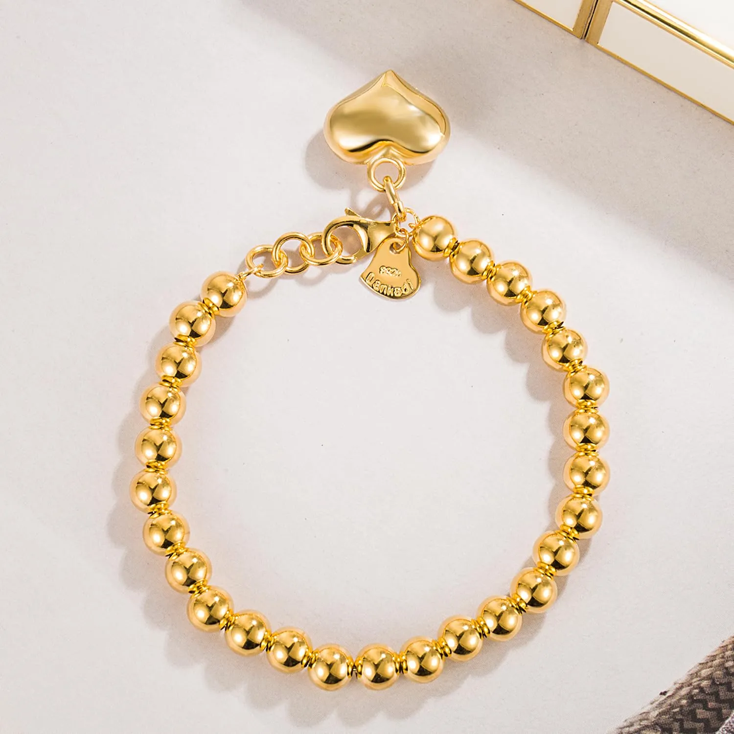 Dankadi Bracciale di Perle per Donna in Argento 925 Larghezza 4MM 6MM Senza e Con Ciondolo a Cuore, Lunghezza 13-21CM Doré Oro Rosa Regalo Festa della Mamma Uomo, 17CM, Argento - immagine 4
