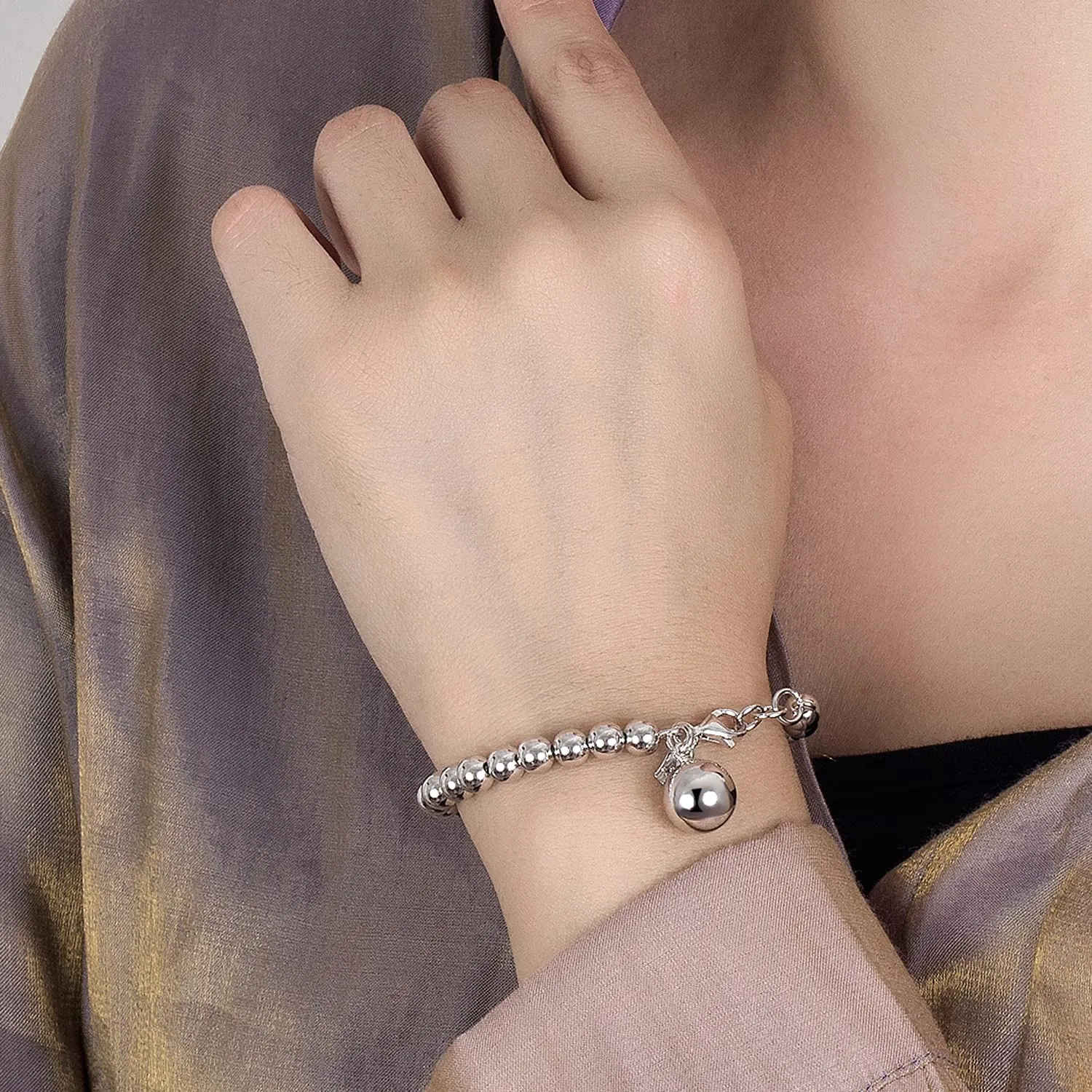 Dankadi Bracciale di Perle per Donna in Argento 925 Larghezza 4MM 6MM Senza e Con Ciondolo a Cuore, Lunghezza 13-21CM Doré Oro Rosa Regalo Festa della Mamma Uomo, 15CM, Argento - immagine 3