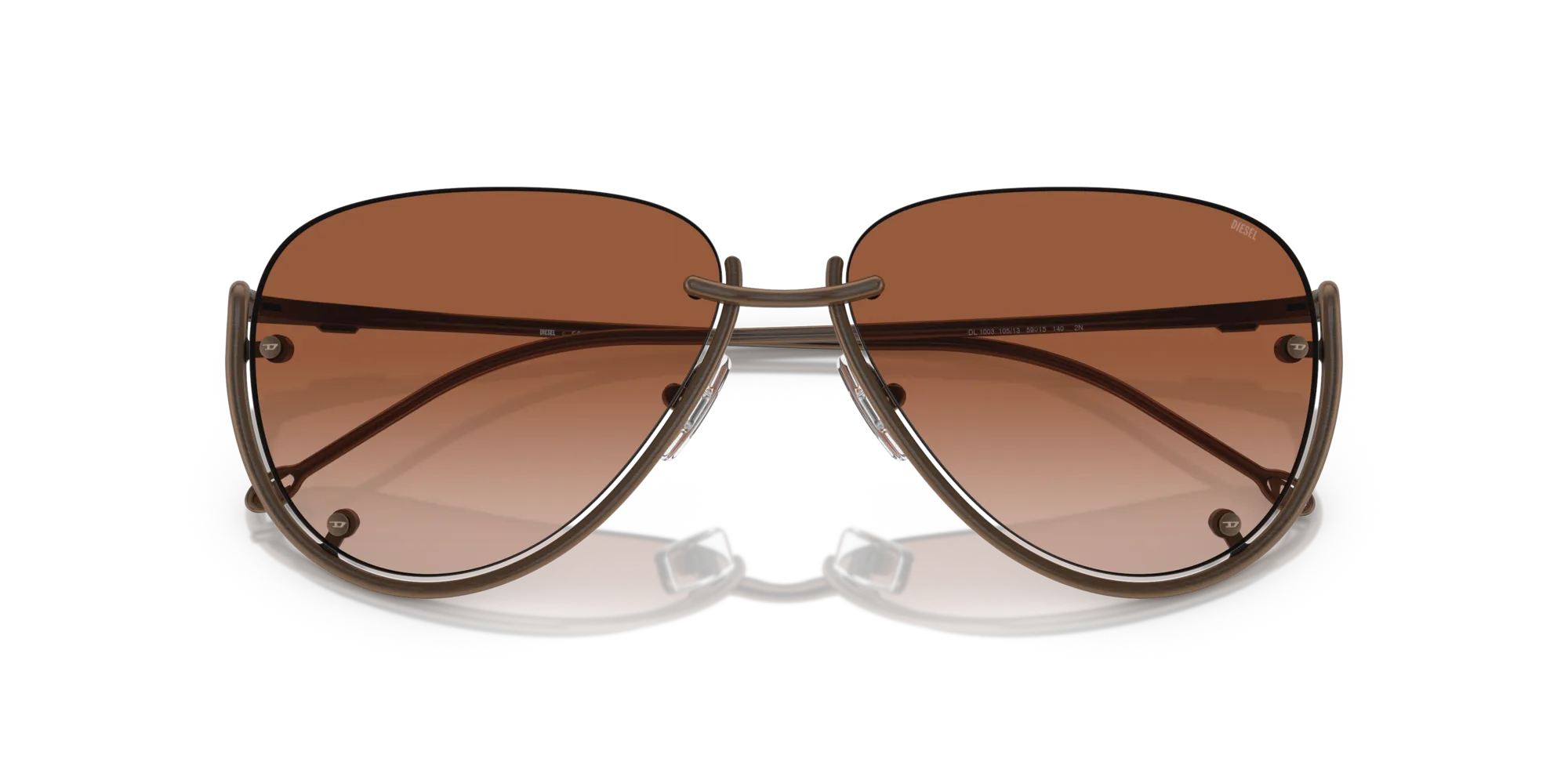 DIESEL DL1003 105/13 Occhiali da sole Metallo Bronzo Marrone Pilot Normale Sfumato - immagine 2