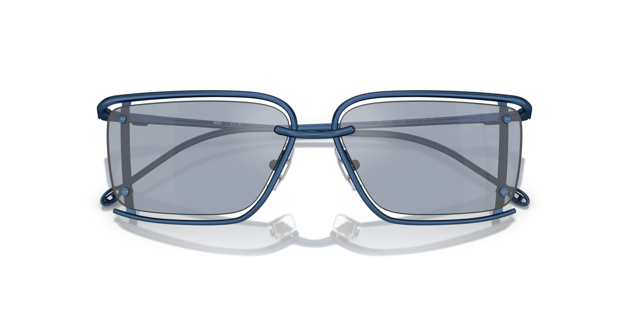 DIESEL DL1002 110/55 Occhiali da sole Metallo Blu Azzurro Squadrata Specchiate - immagine 2