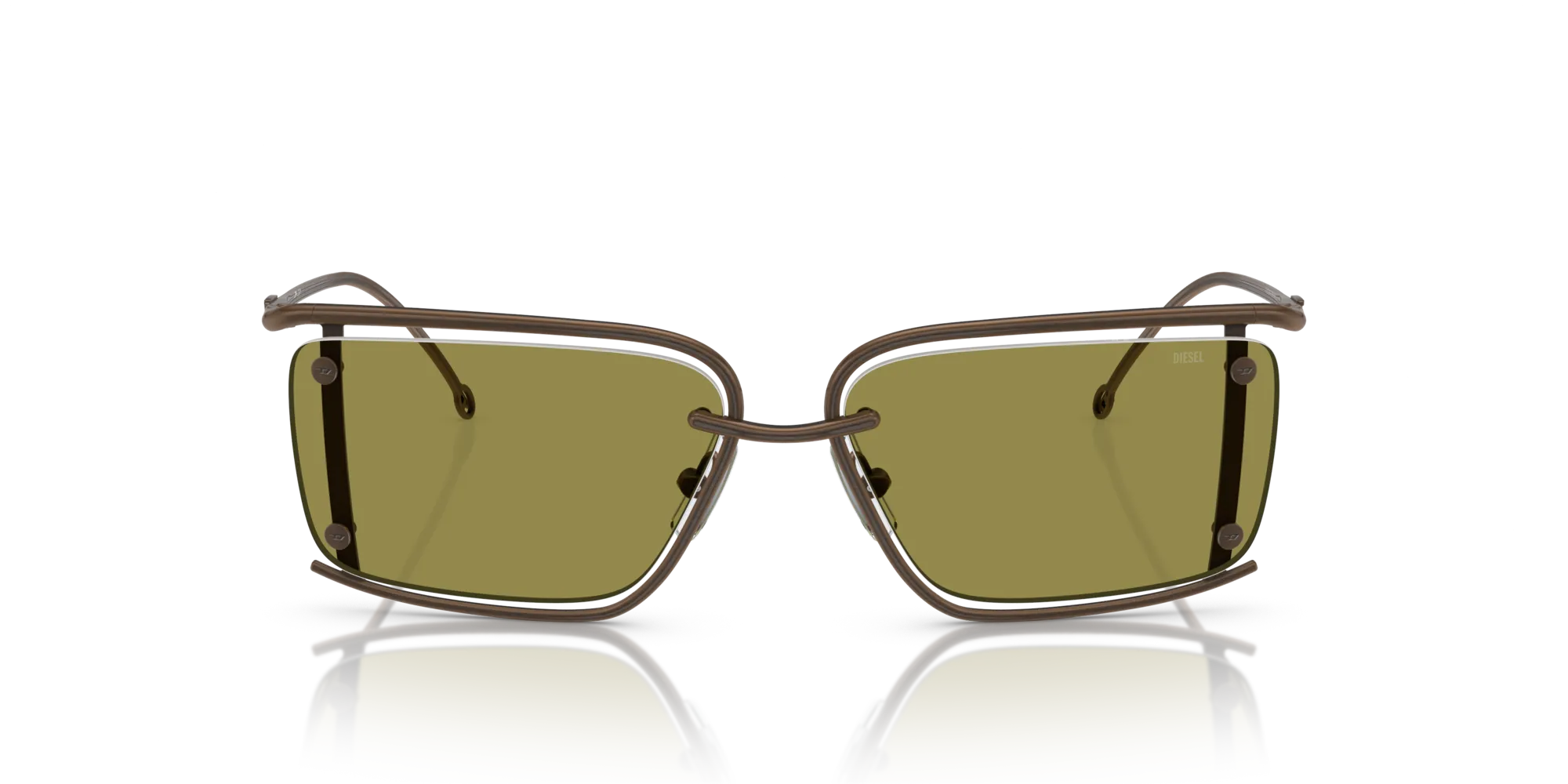 DIESEL DL1002 105/2 Occhiali da sole Metallo Bronzo Verde Squadrata Normale - immagine 3