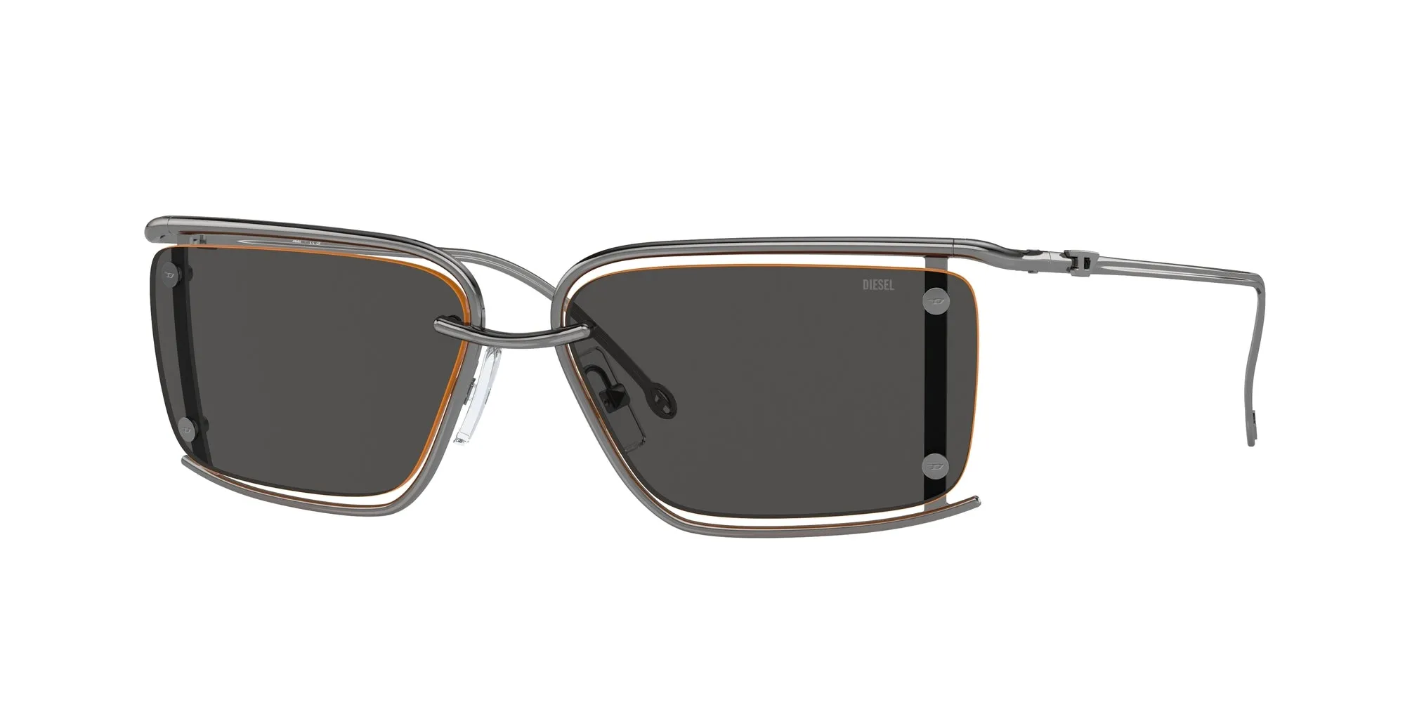 DIESEL DL1002 104/87 Occhiali da sole Metallo Grigio Grigio Squadrata Normale - immagine 1