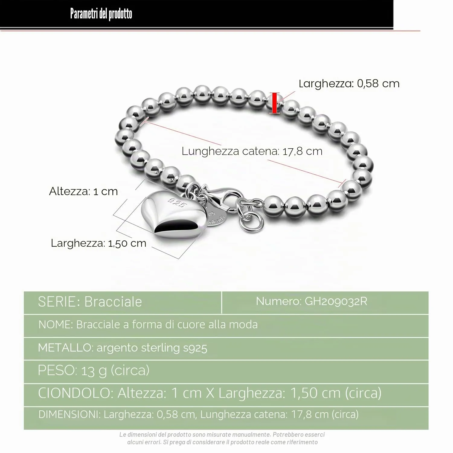 Dankadi Bracciale di Perle per Donna in Argento 925 Larghezza 4MM 6MM Senza e Con Ciondolo a Cuore, Lungo 13-21CM Dorato Oro Rosa Regalo Festa della Mamma Uomo, 15CM, Argento - immagine 2