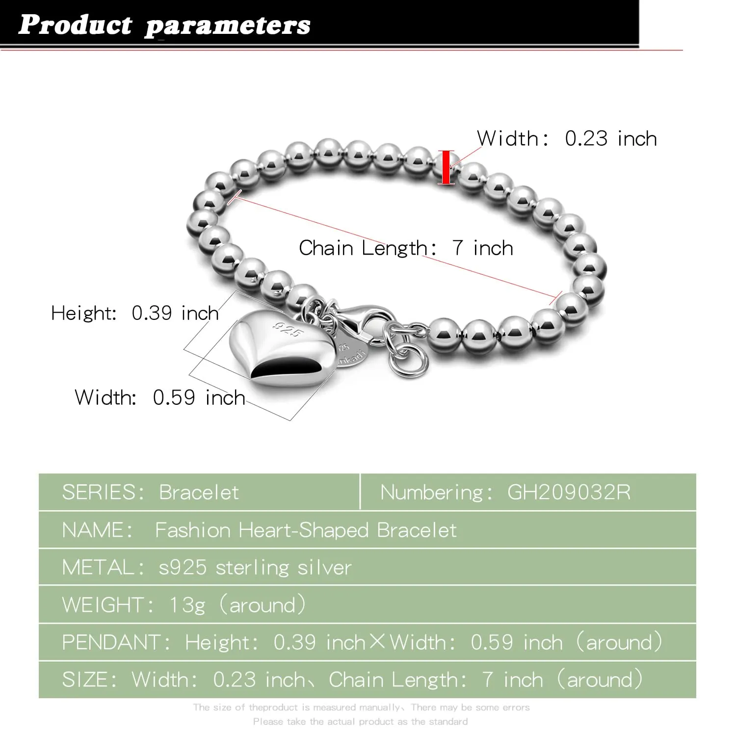 Dankadi Bracciale di Perle per Donna in Argento 925 Larghezza 4MM 6MM Senza e Con Ciondolo a Cuore, Lunghezza 13-21CM Doré Oro Rosa Regalo Festa della Mamma Uomo, 19CM, Argento - immagine 2