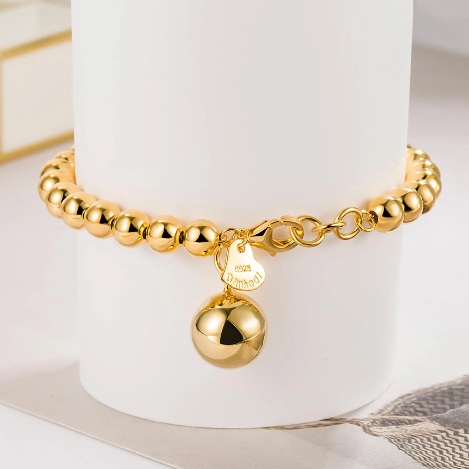 Dankadi Bracciale di Perle per Donna in Argento 925 Larghezza 4MM 6MM Senza e Con Ciondolo a Cuore, Lunghezza 13-21CM Doré Oro Rosa Regalo Festa della Mamma Uomo, 15CM, Argento - immagine 4