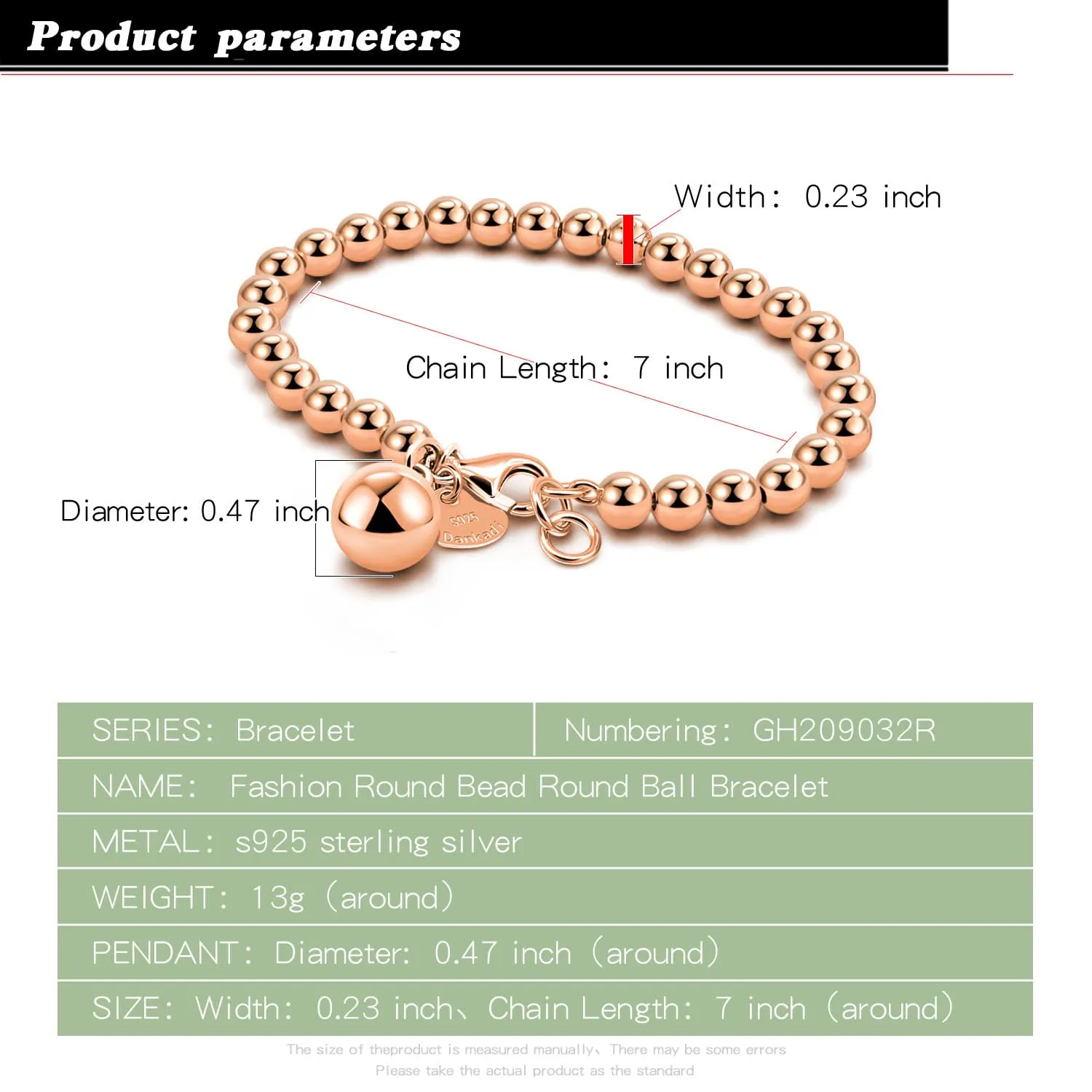 Dankadi Bracciale di Perle per Donna in Argento 925 Larghezza 4MM 6MM Senza e Con Ciondolo a Cuore, Lunghezza 13-21CM Doré Oro Rosa Regalo Festa della Mamma Uomo, 17CM, Argento - immagine 2