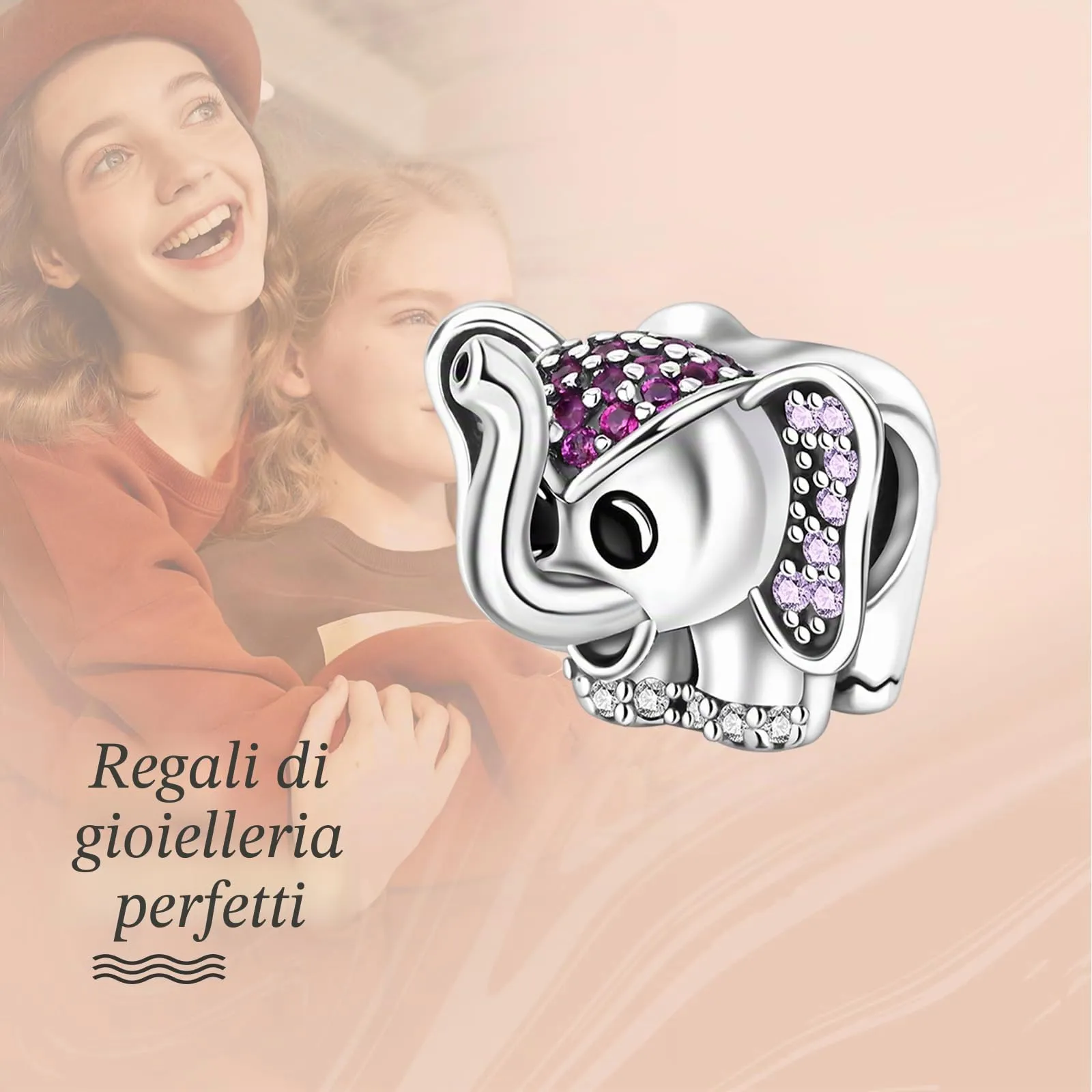 Annmors Ciondolo Argento Sterling 925 Charm Bead Compatibile Bracciale e Collane Europei Animal Elephant Perline zirconi 5A Natale,San Valentino,festa della mamma,ciondoli regalo per donne e ragazze - immagine 2