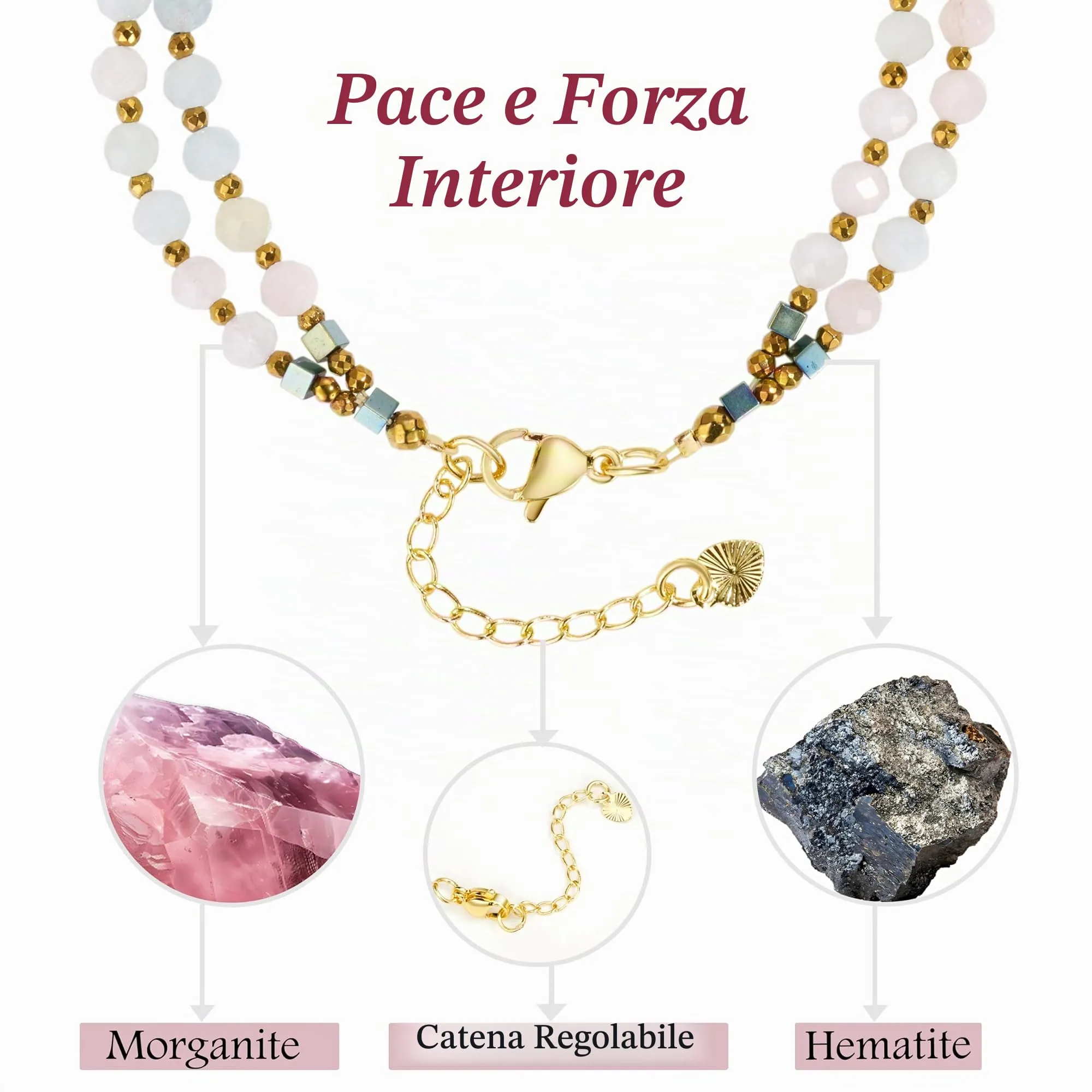 Farfume Bracciale Donna Chakra 4 mm Perline Bracciali, Cristalli Pietre Naturali Gioielli Regalo per le Donne (Morganite) - immagine 2