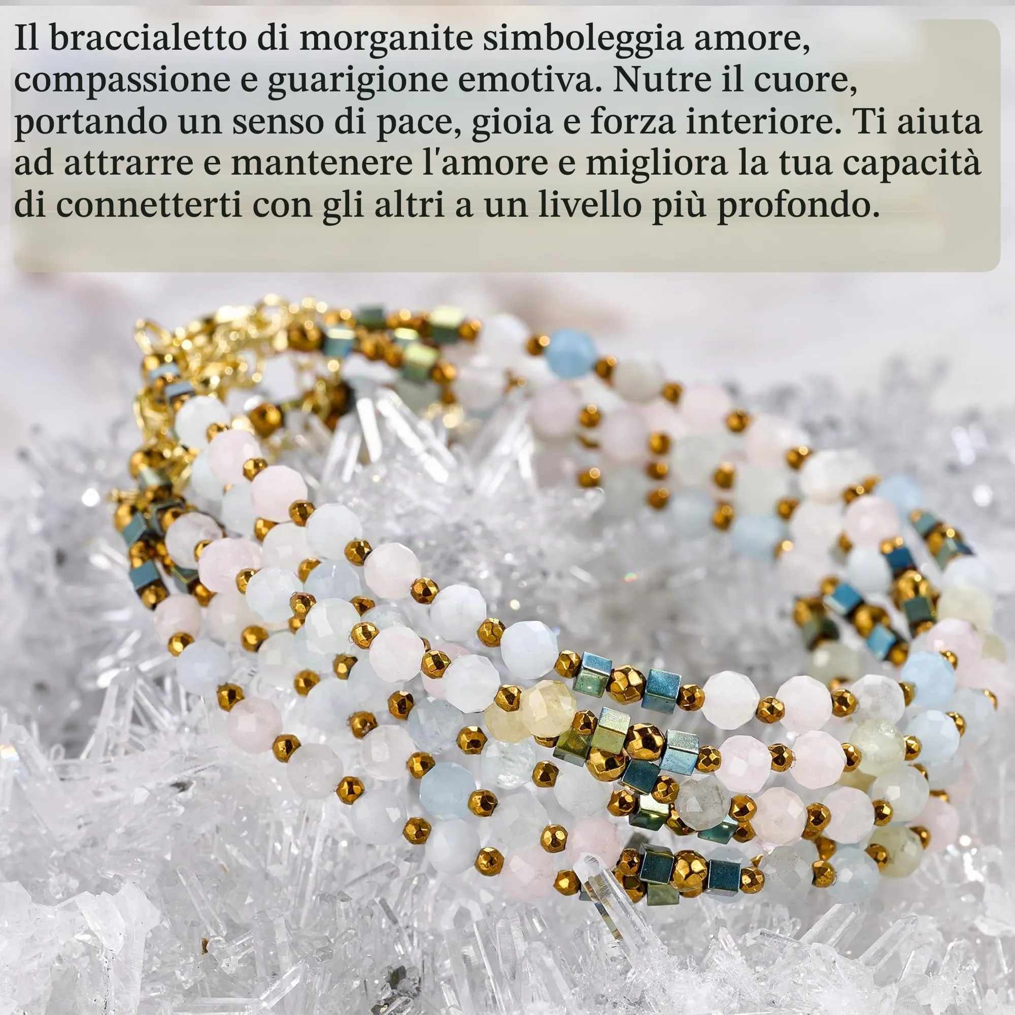 Farfume Bracciale Donna Chakra 4 mm Perline Bracciali, Cristalli Pietre Naturali Gioielli Regalo per le Donne (Morganite) - immagine 7