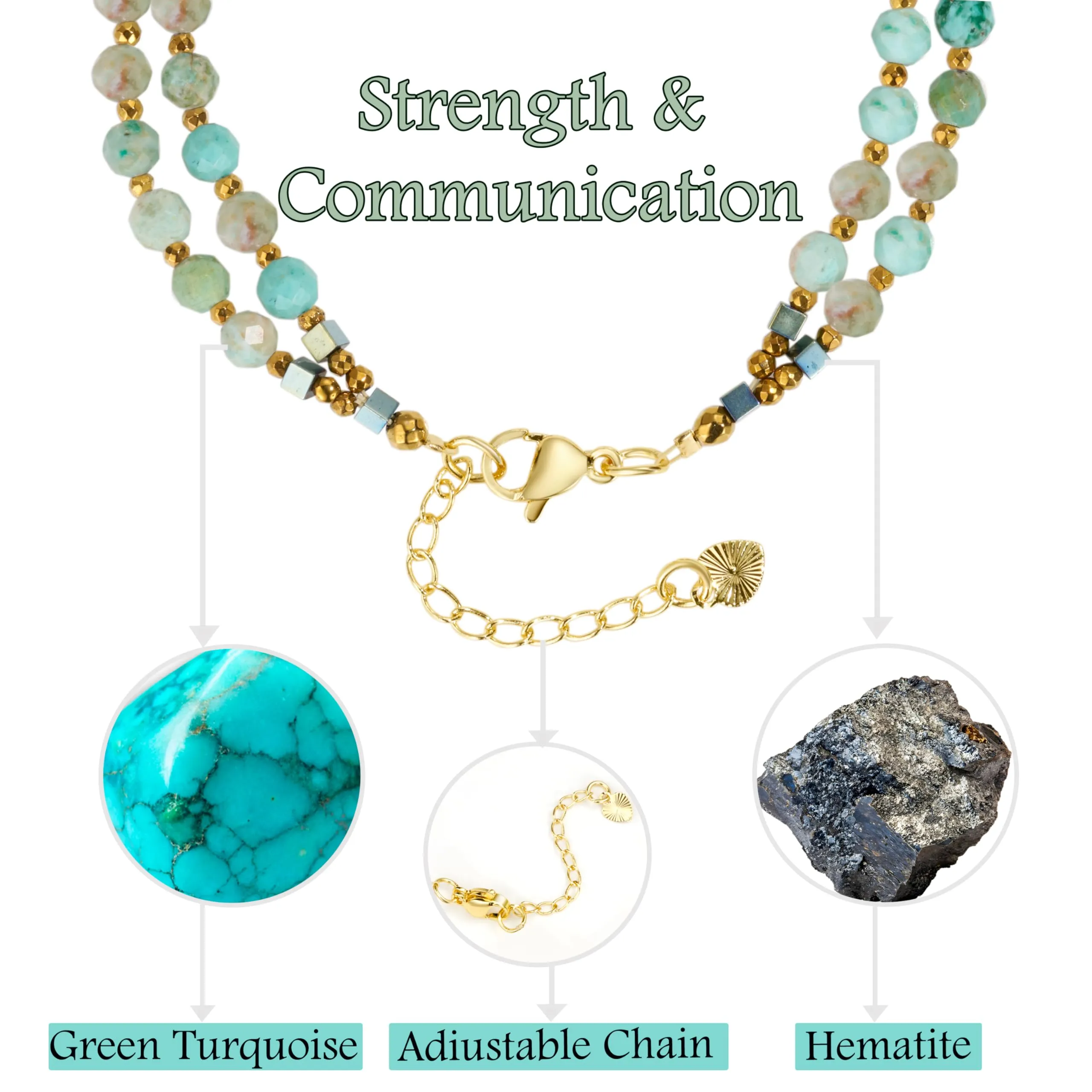 Farfume Bracciale Donna Chakra 4 mm Perline Bracciali, Cristalli Pietre Naturali Gioielli Regalo per le Donne (Verde Turchese) - immagine 2