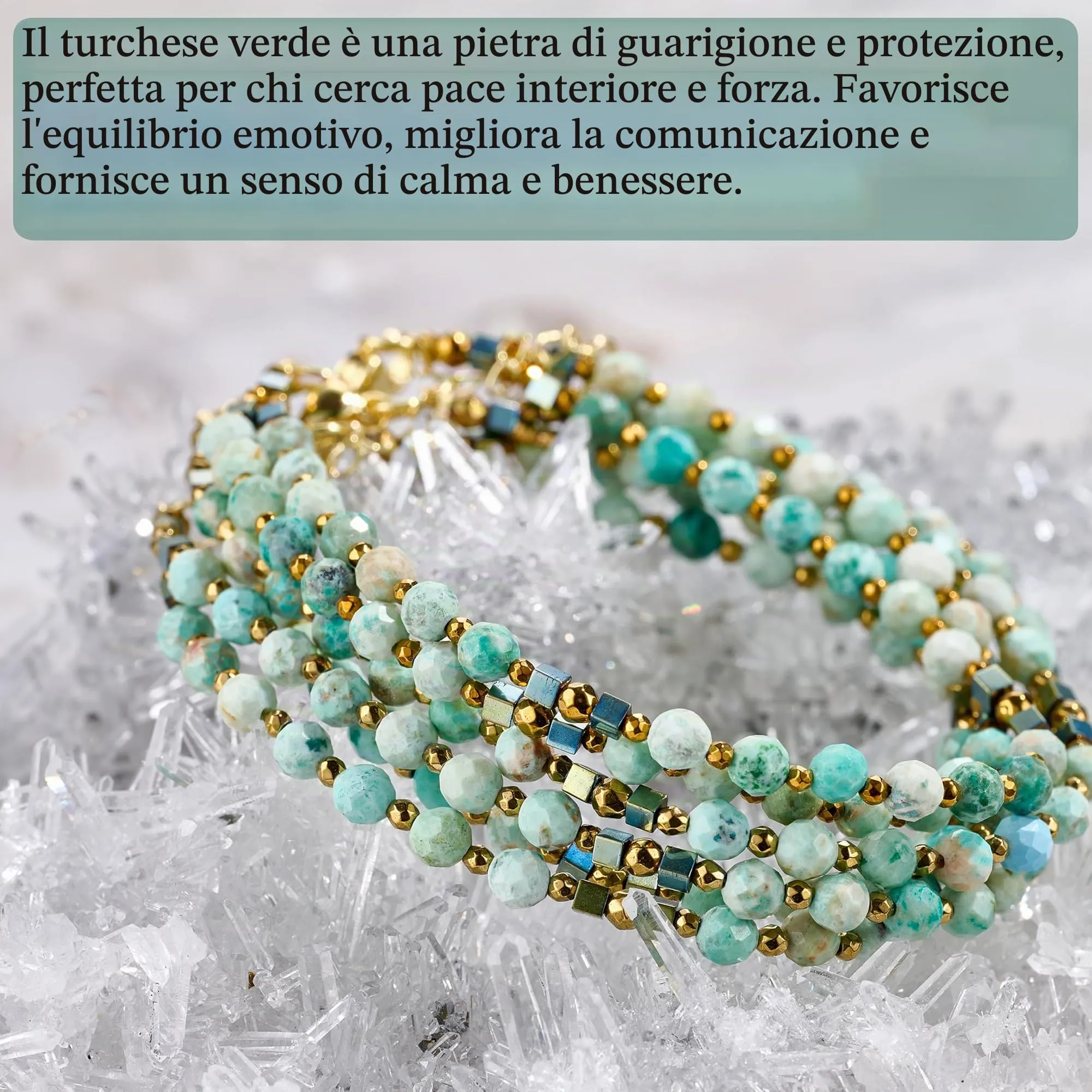 Farfume Bracciale Donna Chakra 4 mm Perline Bracciali, Cristalli Pietre Naturali Gioielli Regalo per le Donne (Verde Turchese) - immagine 5