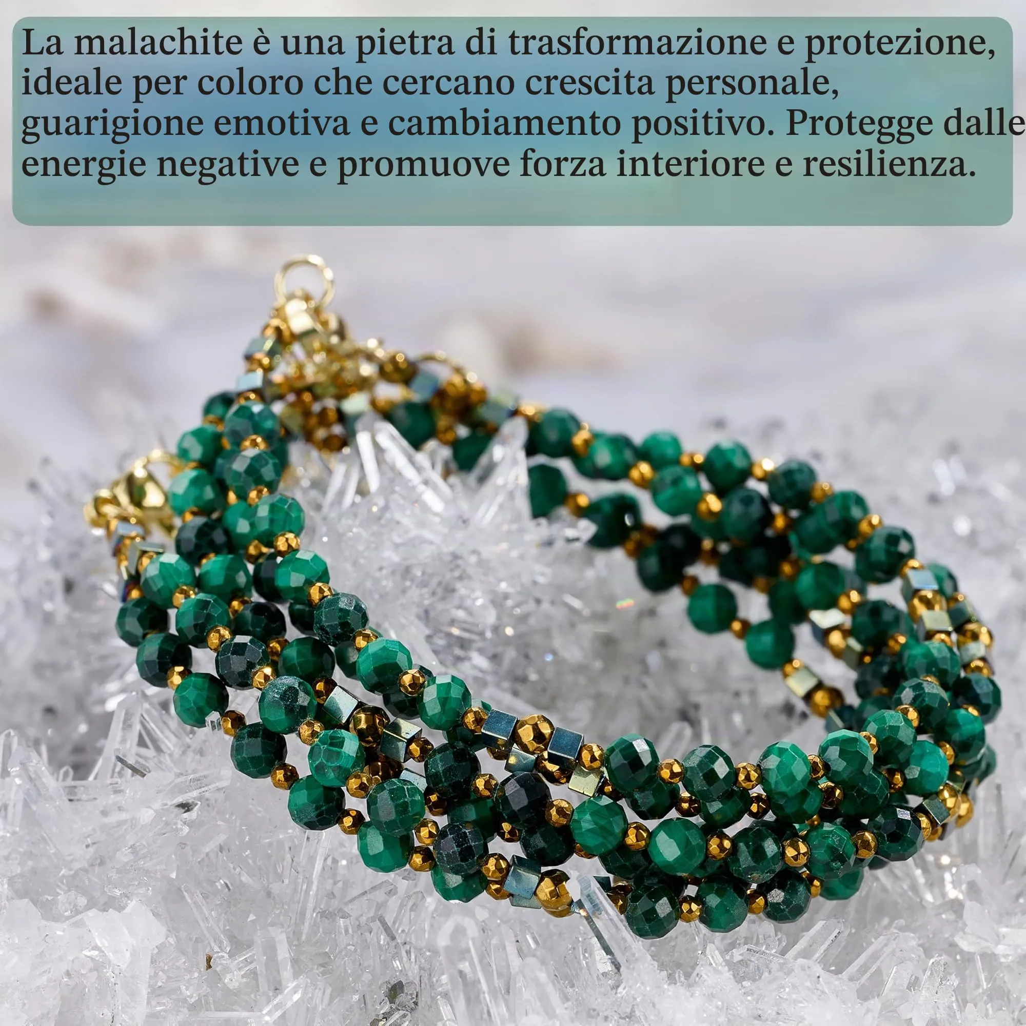 Farfume Bracciale Donna Chakra 4 mm Perline Bracciali, Cristalli Pietre Naturali Gioielli Regalo per le Donne (Malachite) - immagine 5