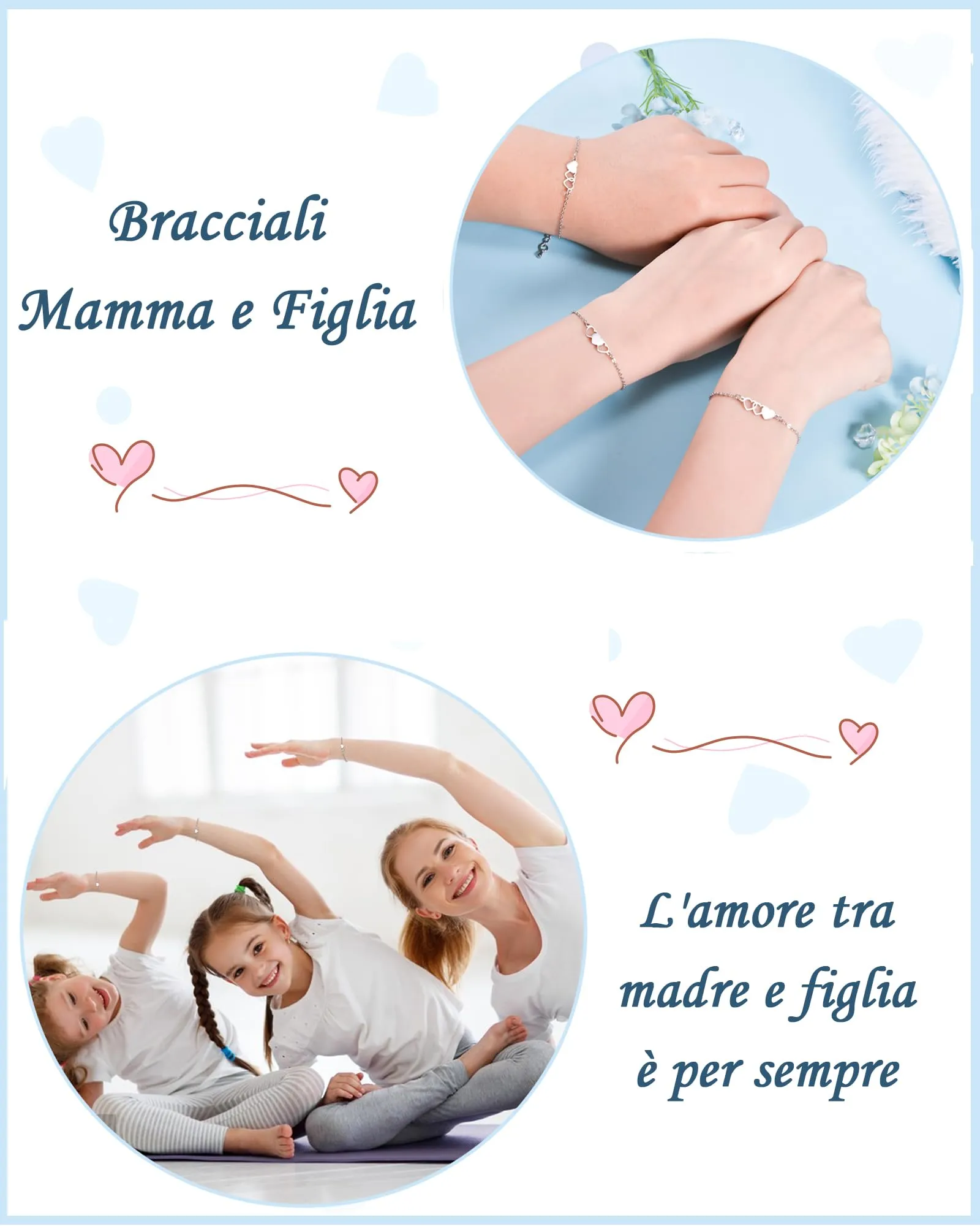 MANVEN Regalo Mamma Figlia Bracciale Madre Figlia Compleanno Ragazza Donna - immagine 3