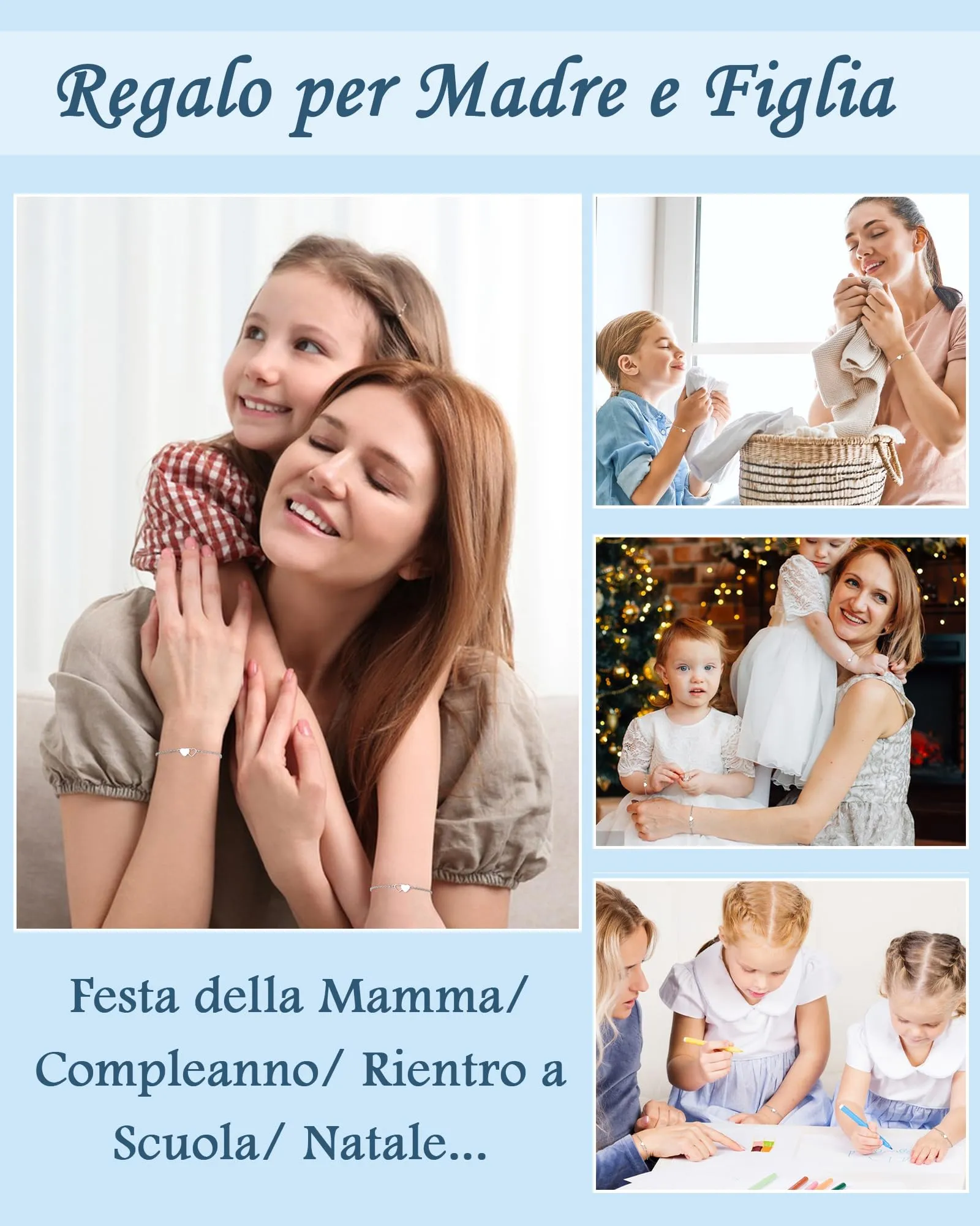 MANVEN Regalo Mamma Figlia Bracciale Madre Figlia Compleanno Ragazza Donna - immagine 4